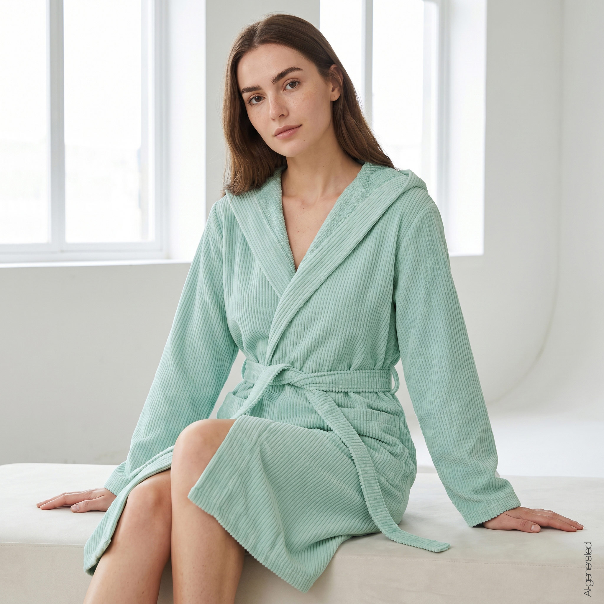 Cawö Damen Kapuze-Bademantel  6140 | 414 mint