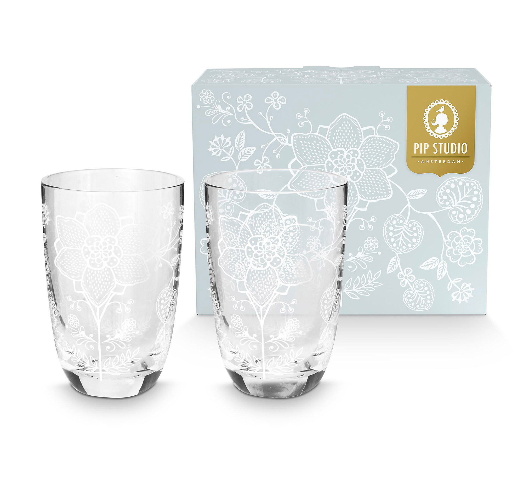 Pip Studio 2er Set Wasserglas  | weiss