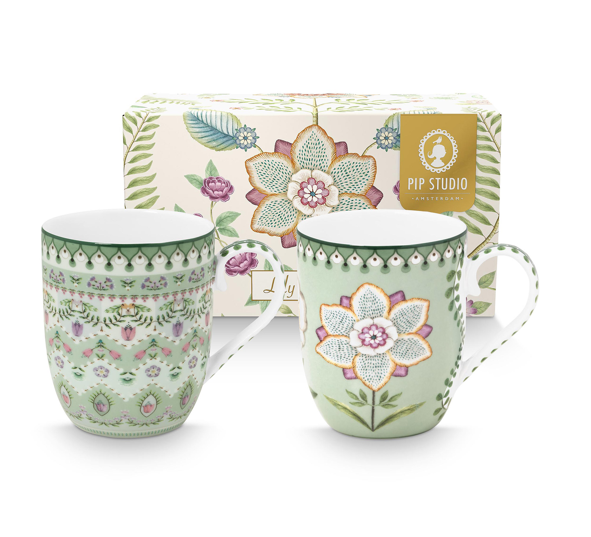 Pip Studio 2er Set Tassen klein Lily&Lotus | hellgrün