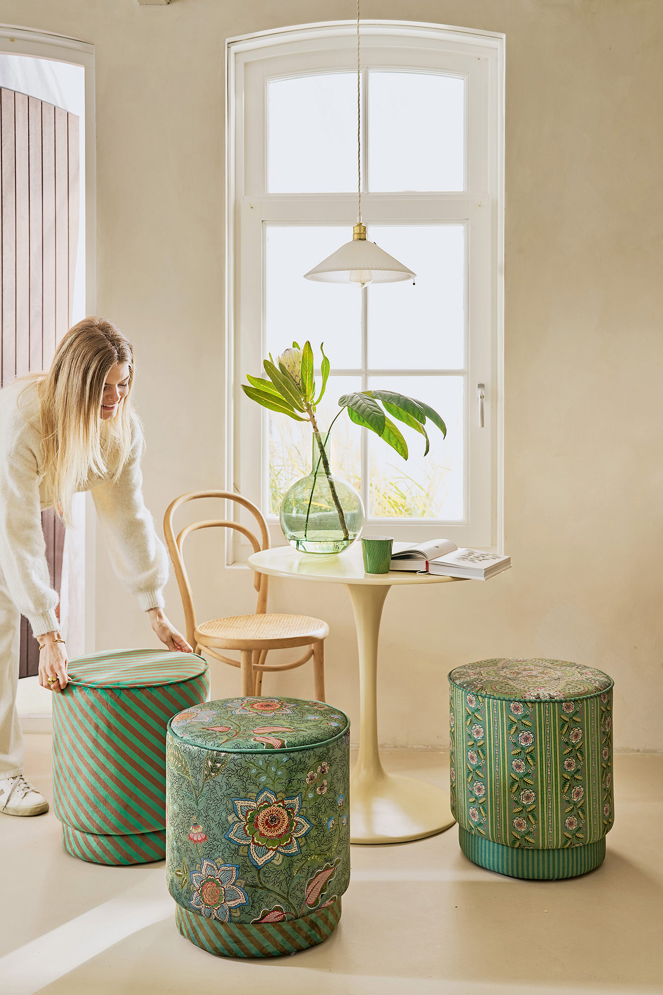 Pip Studio Pouf Sitzpouf Block Stripe | grün