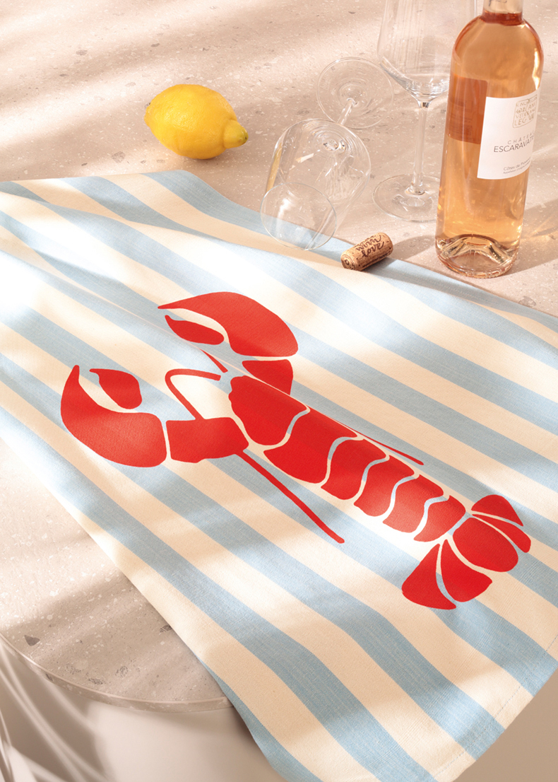 Cawö Geschirrtuch Prints & Stripes 542 | 13 blau/natur