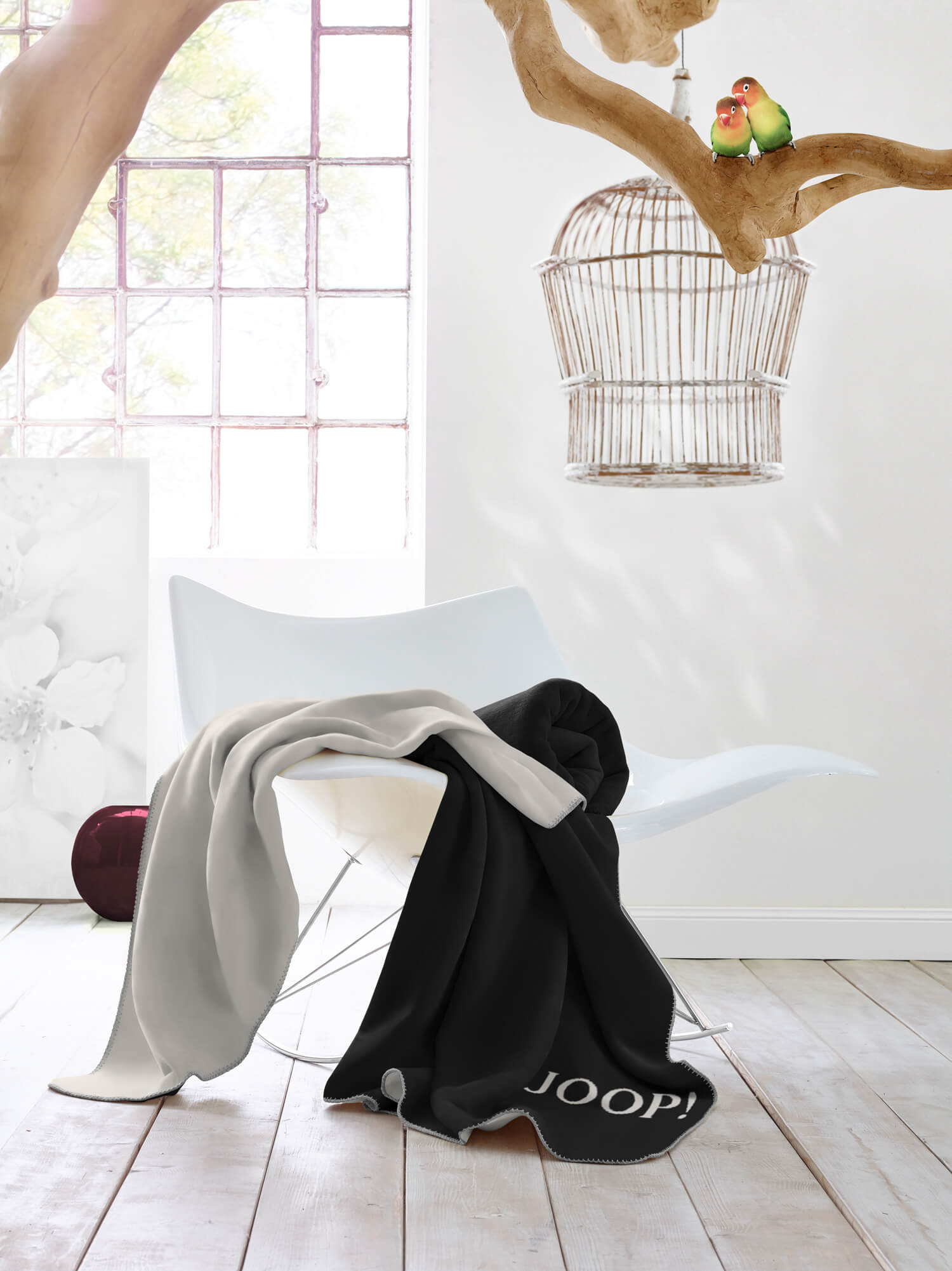 JOOP! Plaid / Wohndecke MELANGE DOUBLEFACE | Anthraz.-Silber