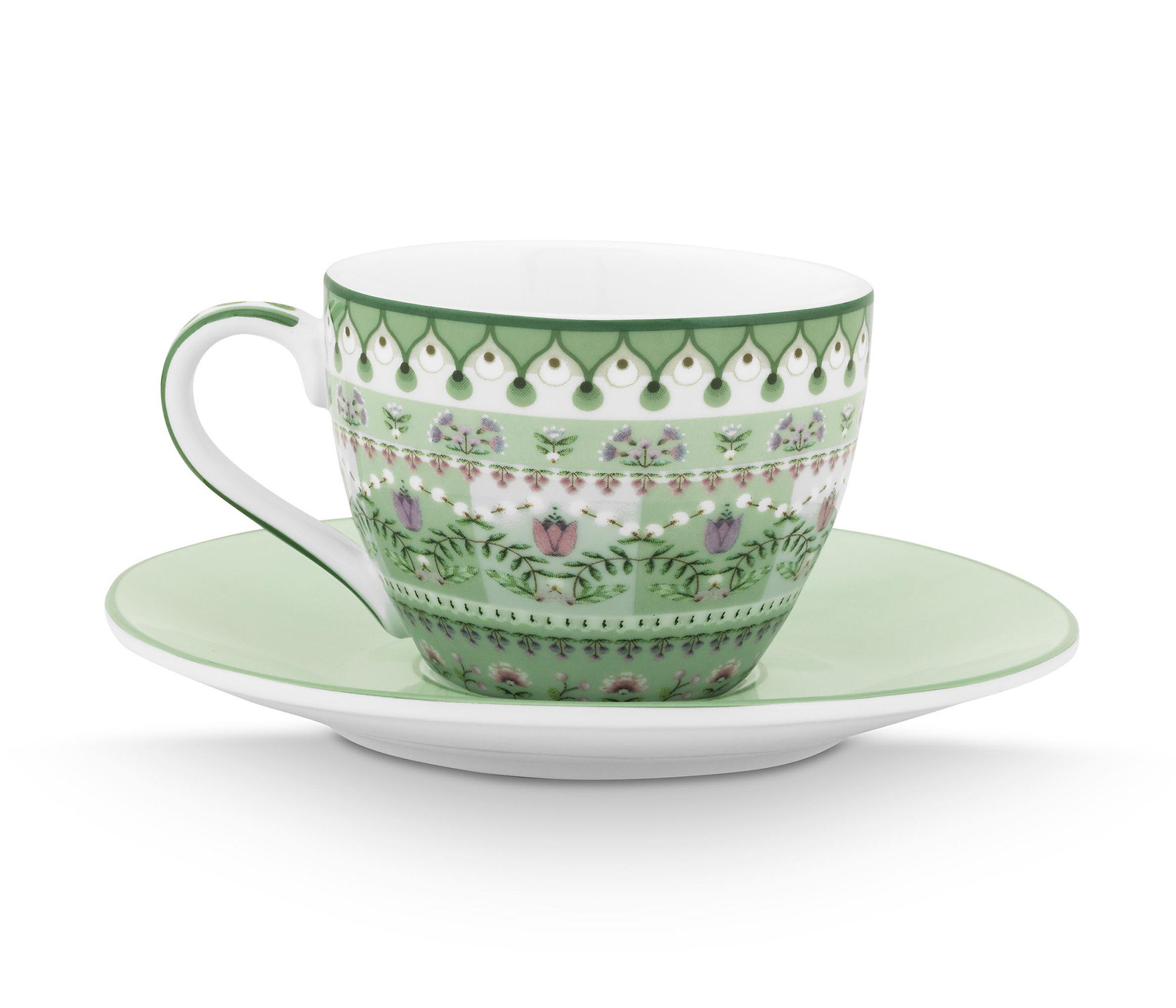Pip Studio Espresso Tasse & Untertasse Lily&Lotus | hellgrün