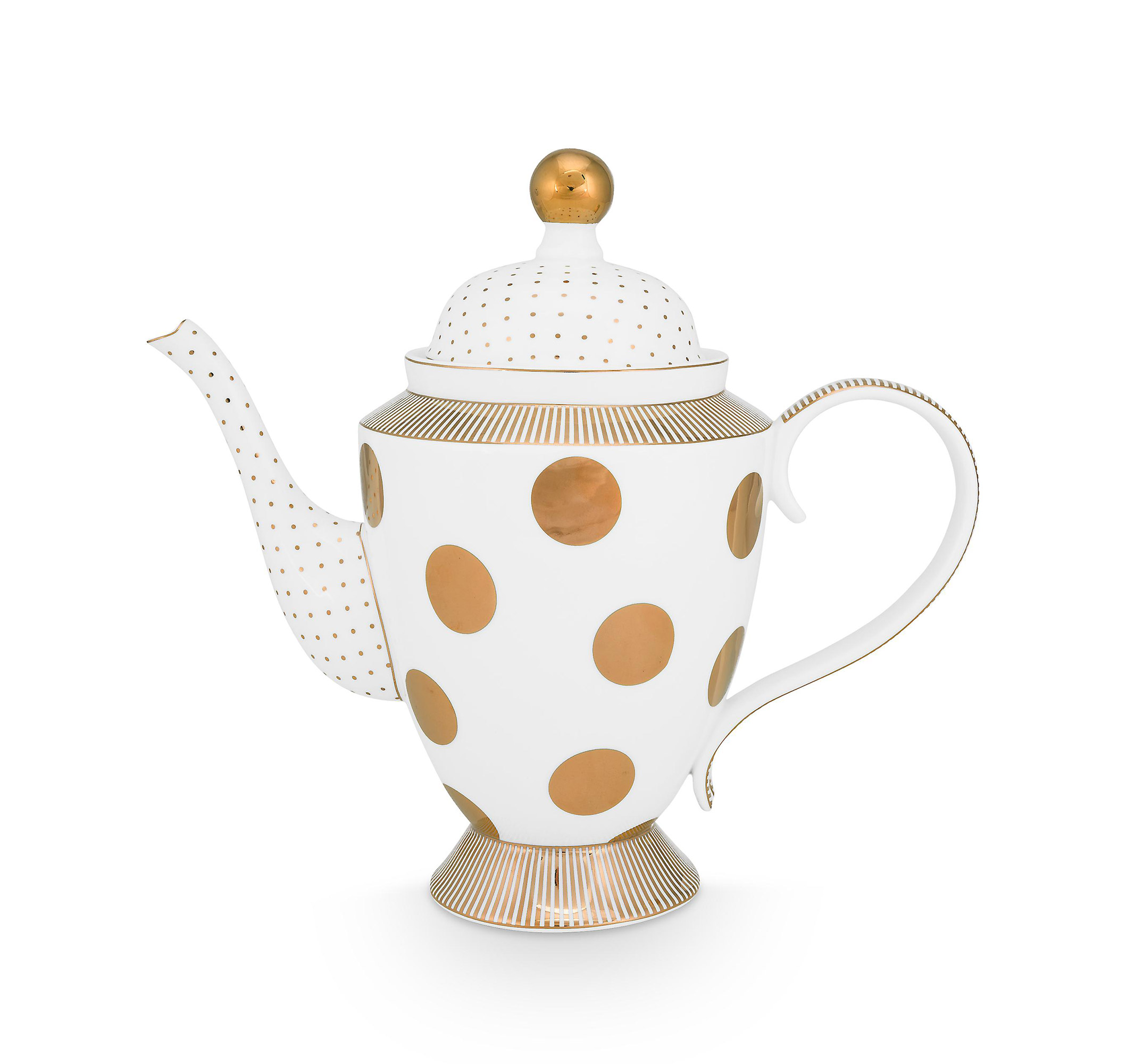Pip Studio Teekanne Dot Delight | Weiss-Gold