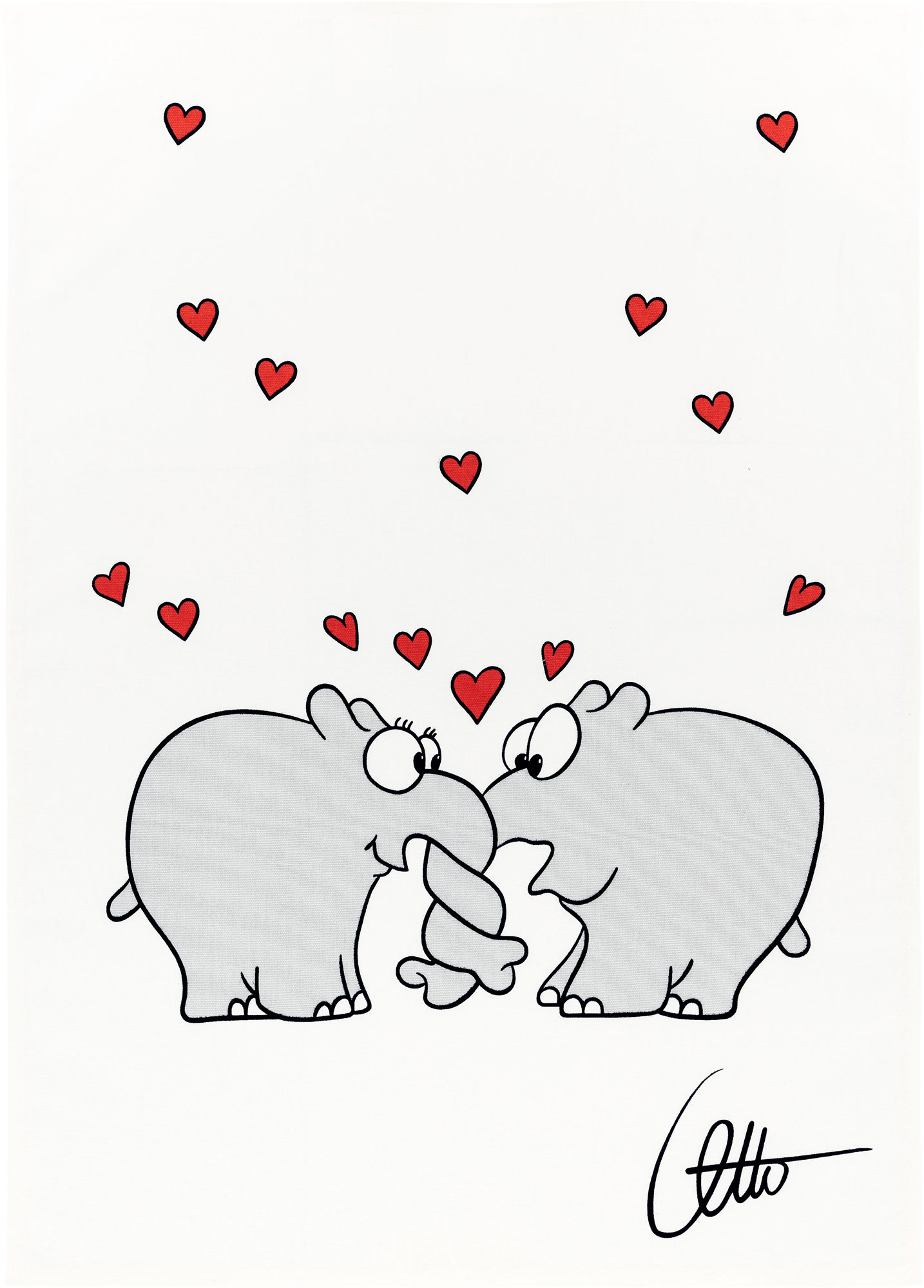 Kracht HL Küchentuch Druck Ottifant Herzen