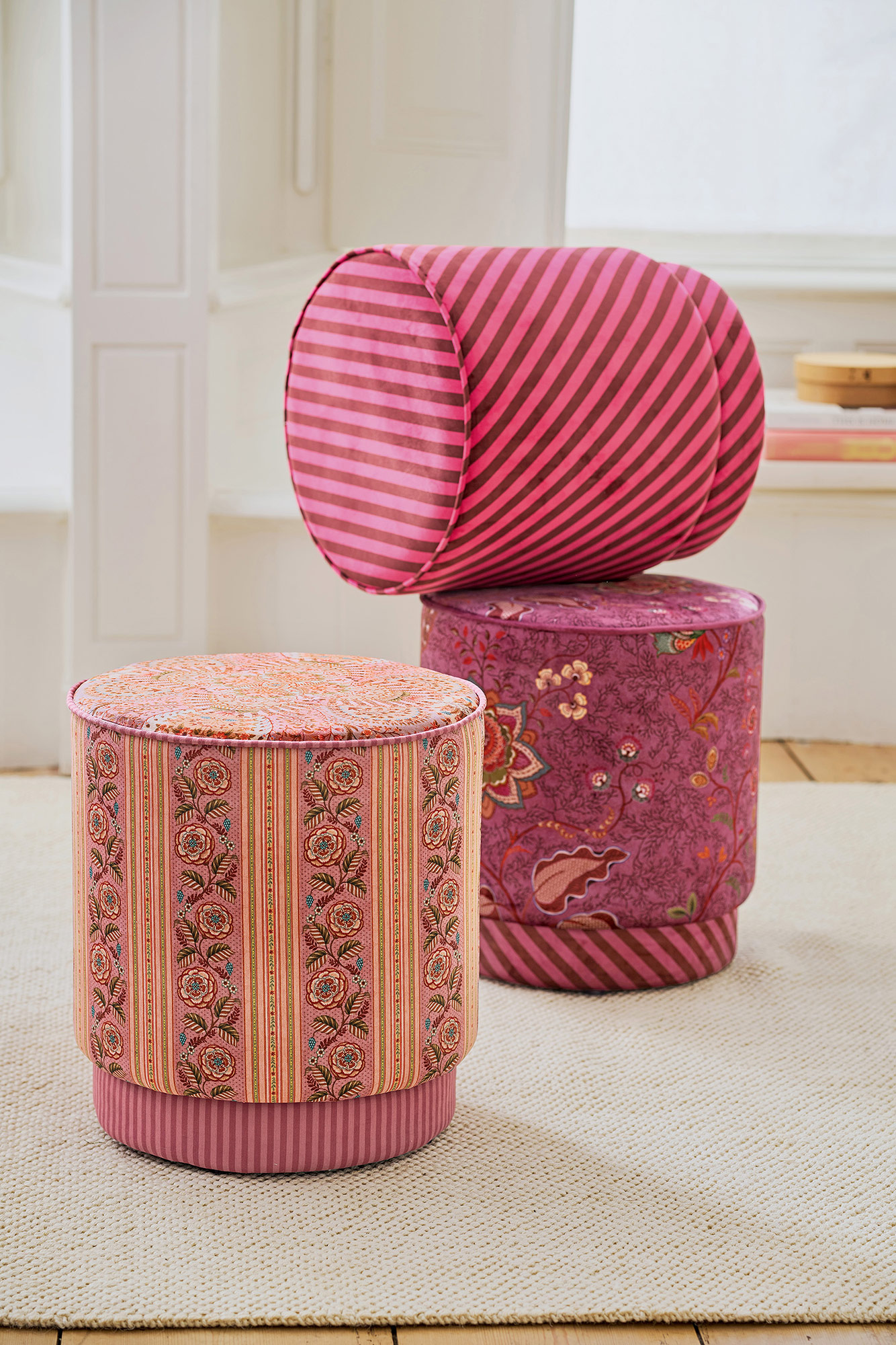 Pip Studio Pouf Sitzpouf Block Stripe | pink