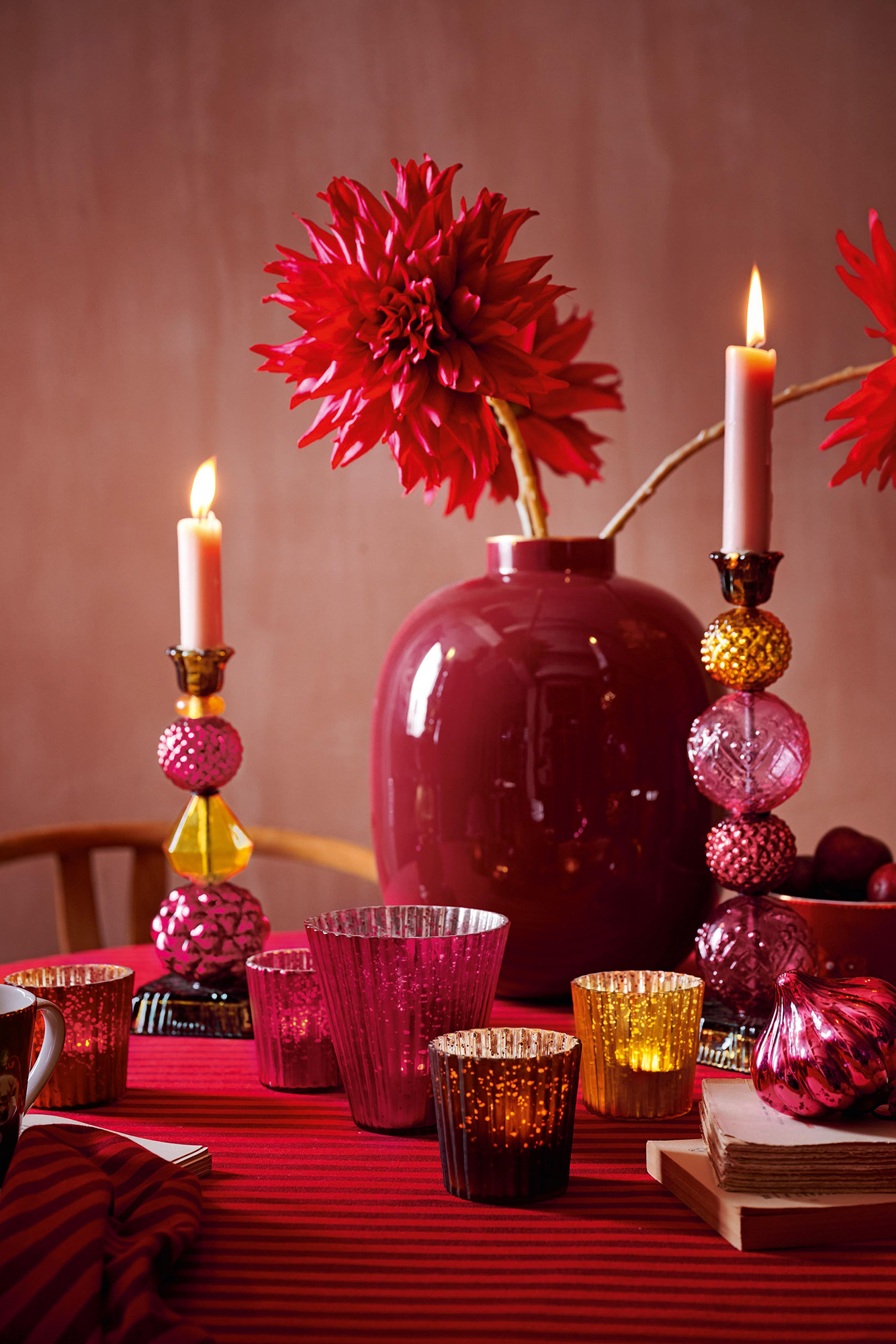 Pip Studio 3er Set Teelichthalter gross Love Birds | rot