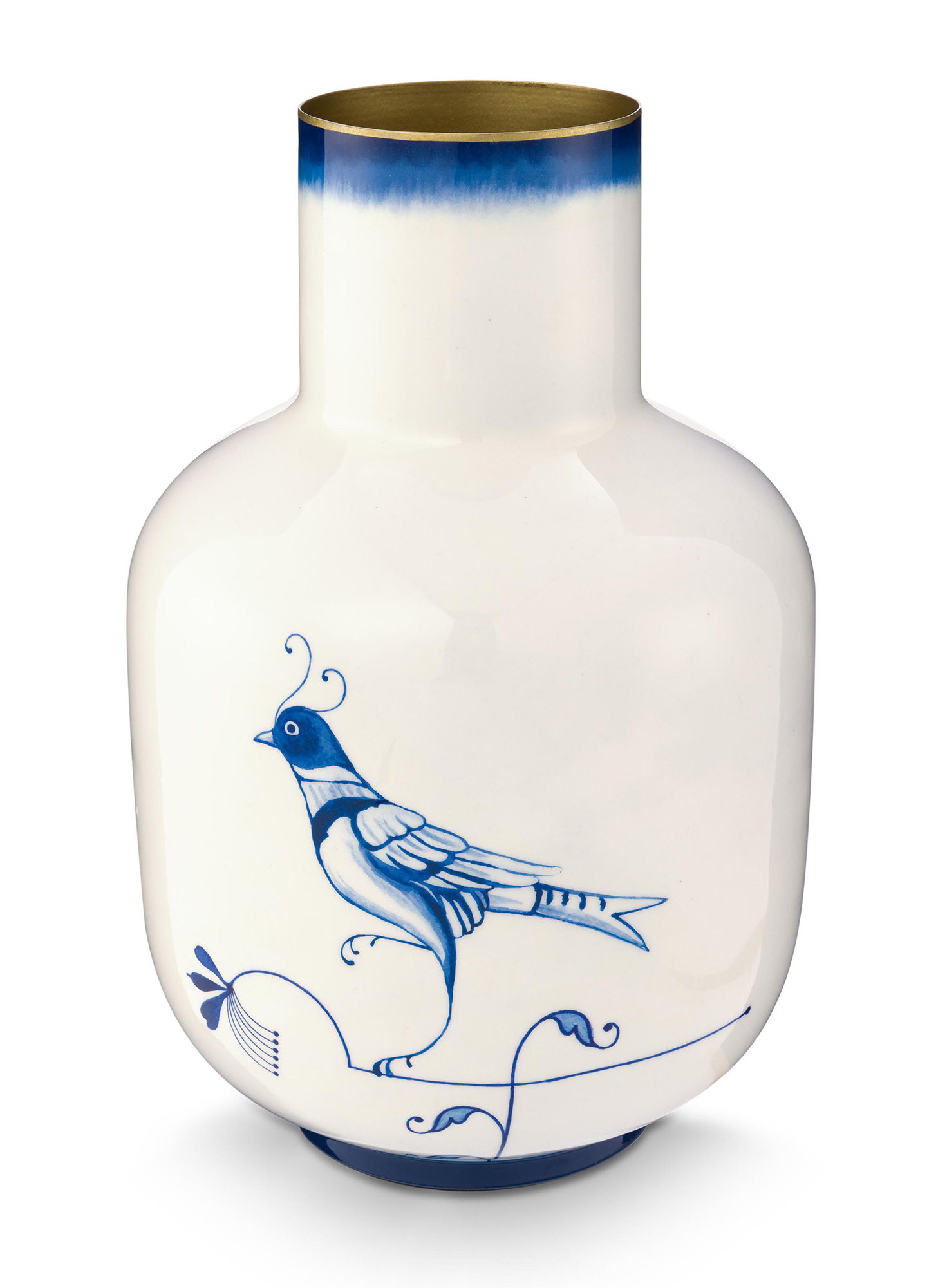Pip Studio Vase Metall Blue Bird | blau