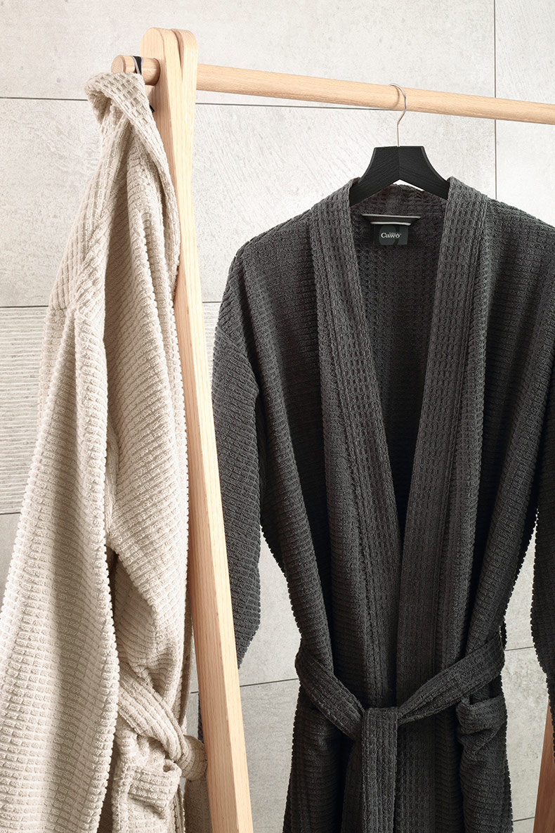 Cawö Herren Kimono-Bademantel 6526 | 366 travertin