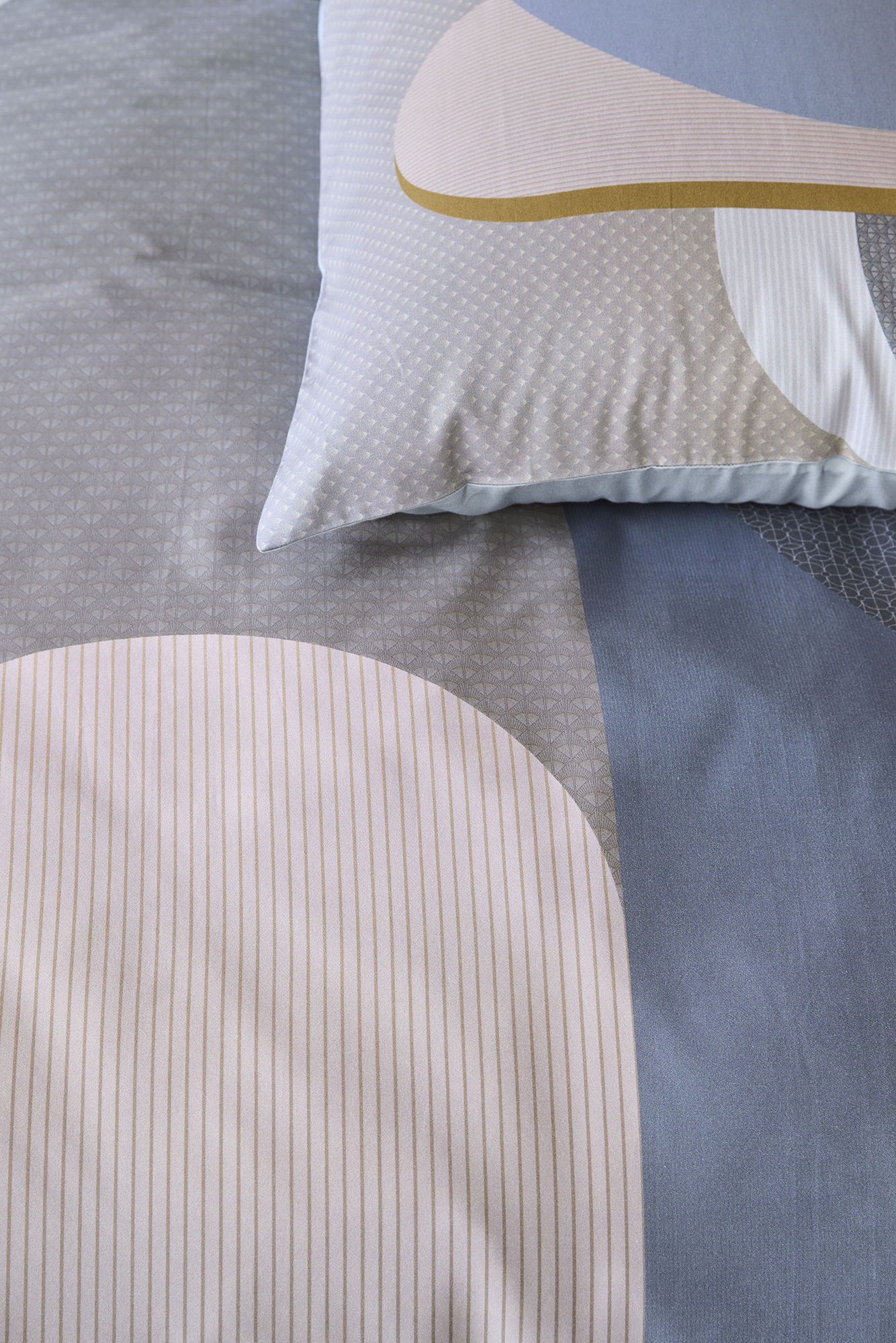 Beddinghouse Satin-Bettwäsche Archi | blau-grau