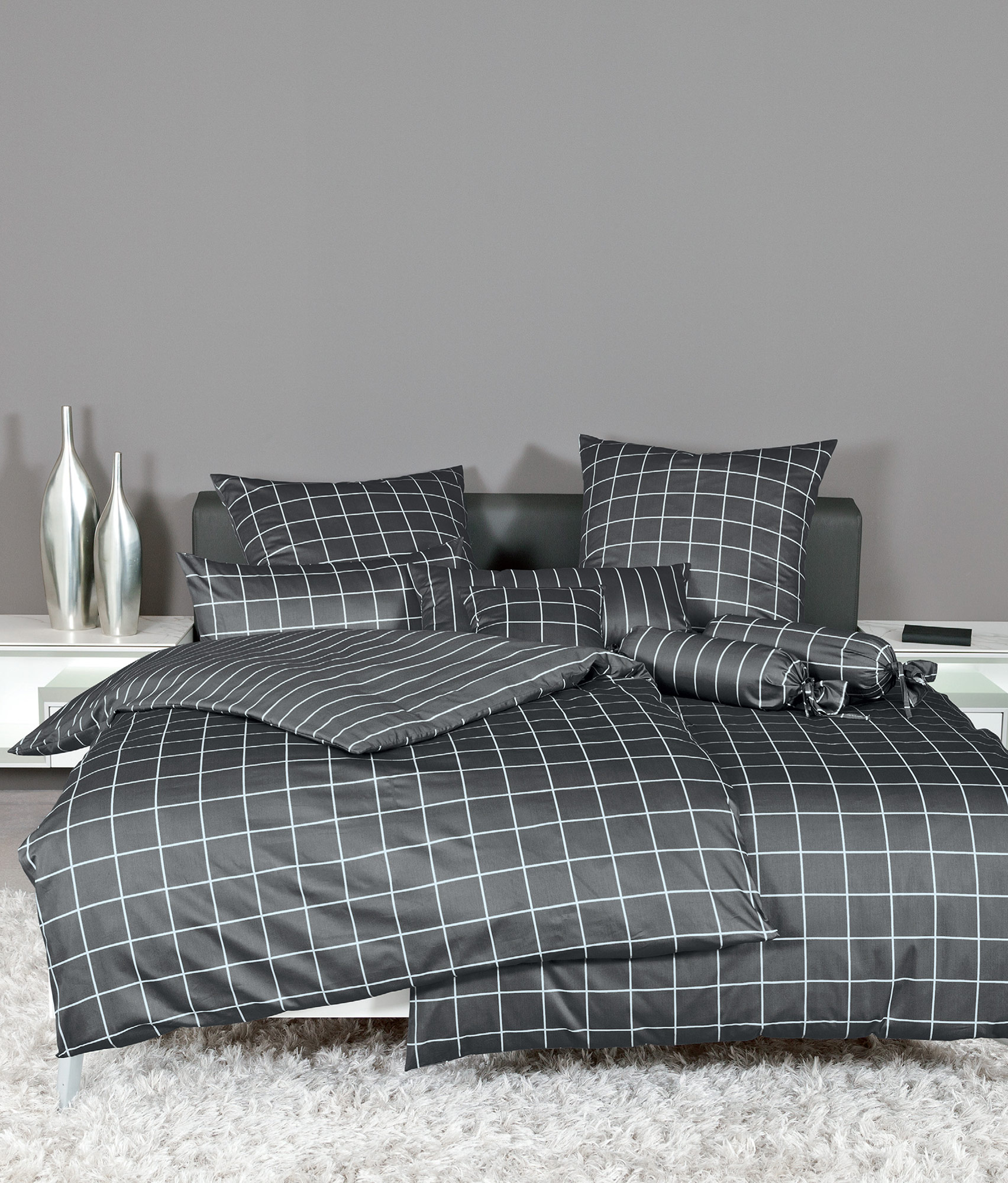 Janine Satin Bettwäsche modernclassic | 48 anthrazit