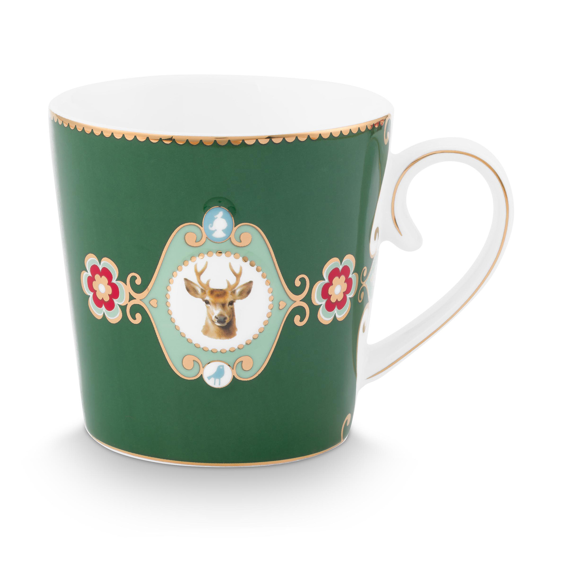 Pip Studio Tasse gross Love Birds | dunkelgrün