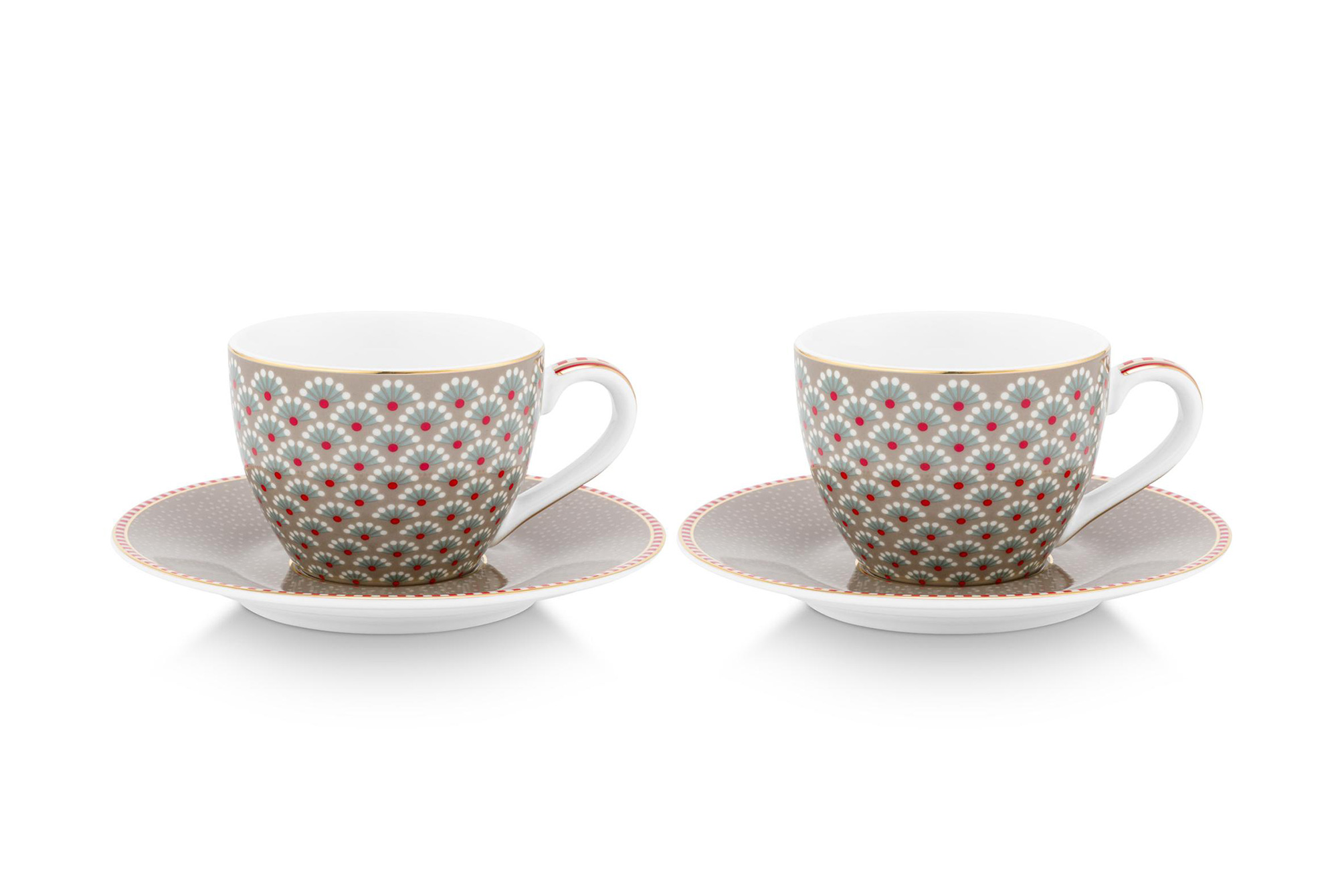 Pip Studio 2er Set Espresso Tasse & Untertasse Blooming Tale