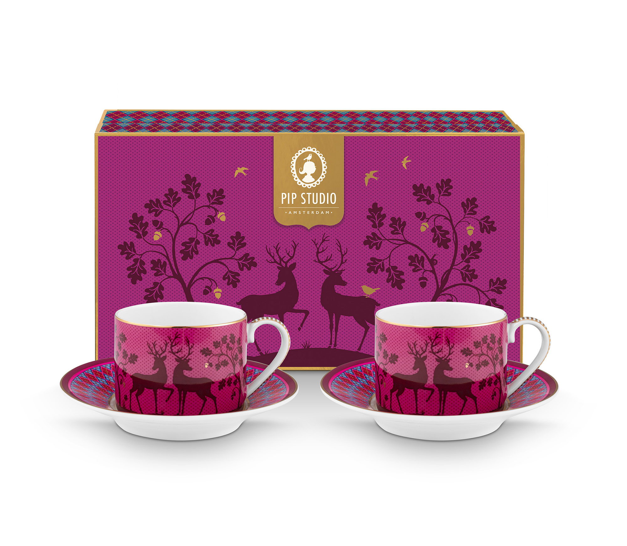 Pip Studio 2er Set Tassen & Untertassen Deerest Darling | Pi