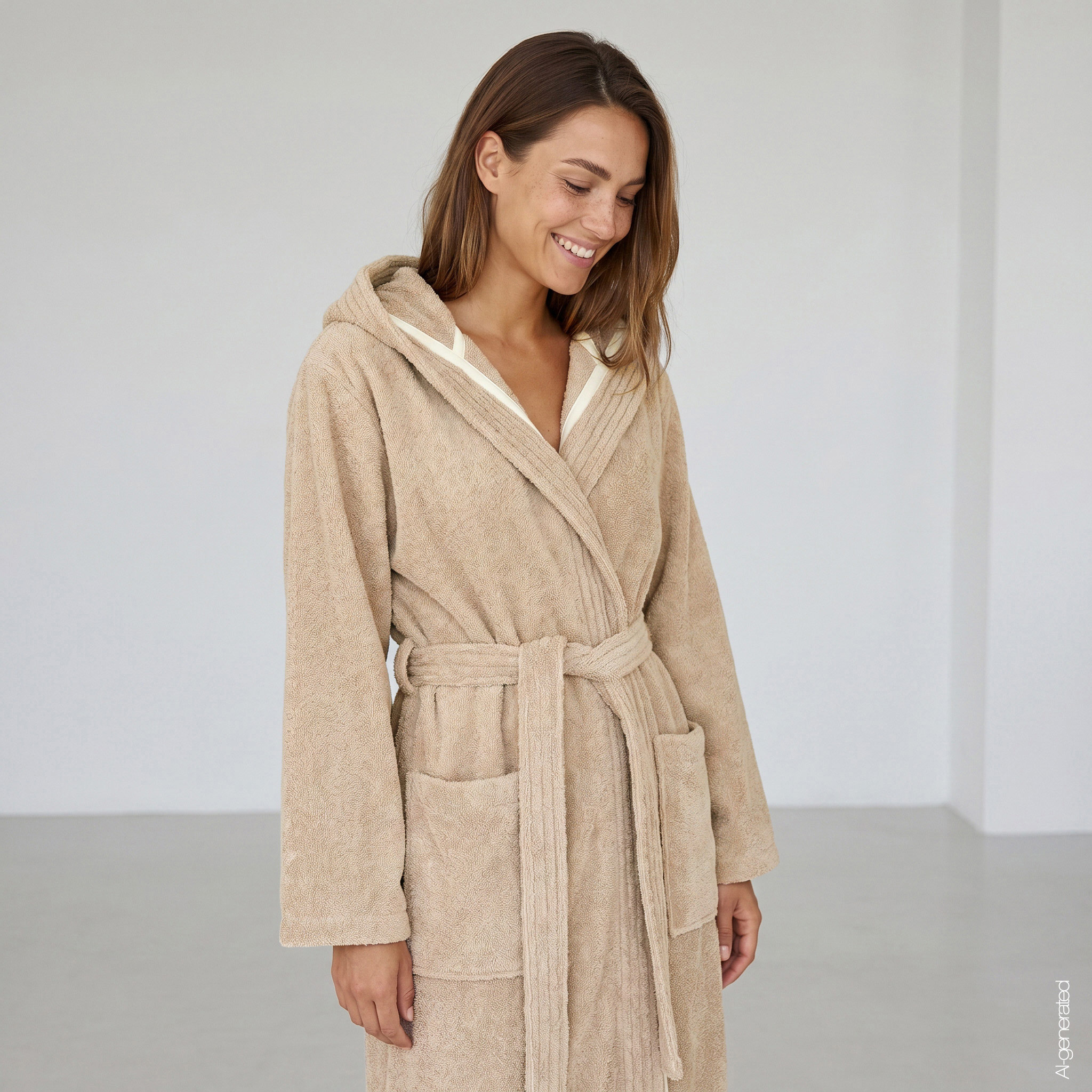 Cawö Damen Kapuze-Bademantel  852 | 375 sand