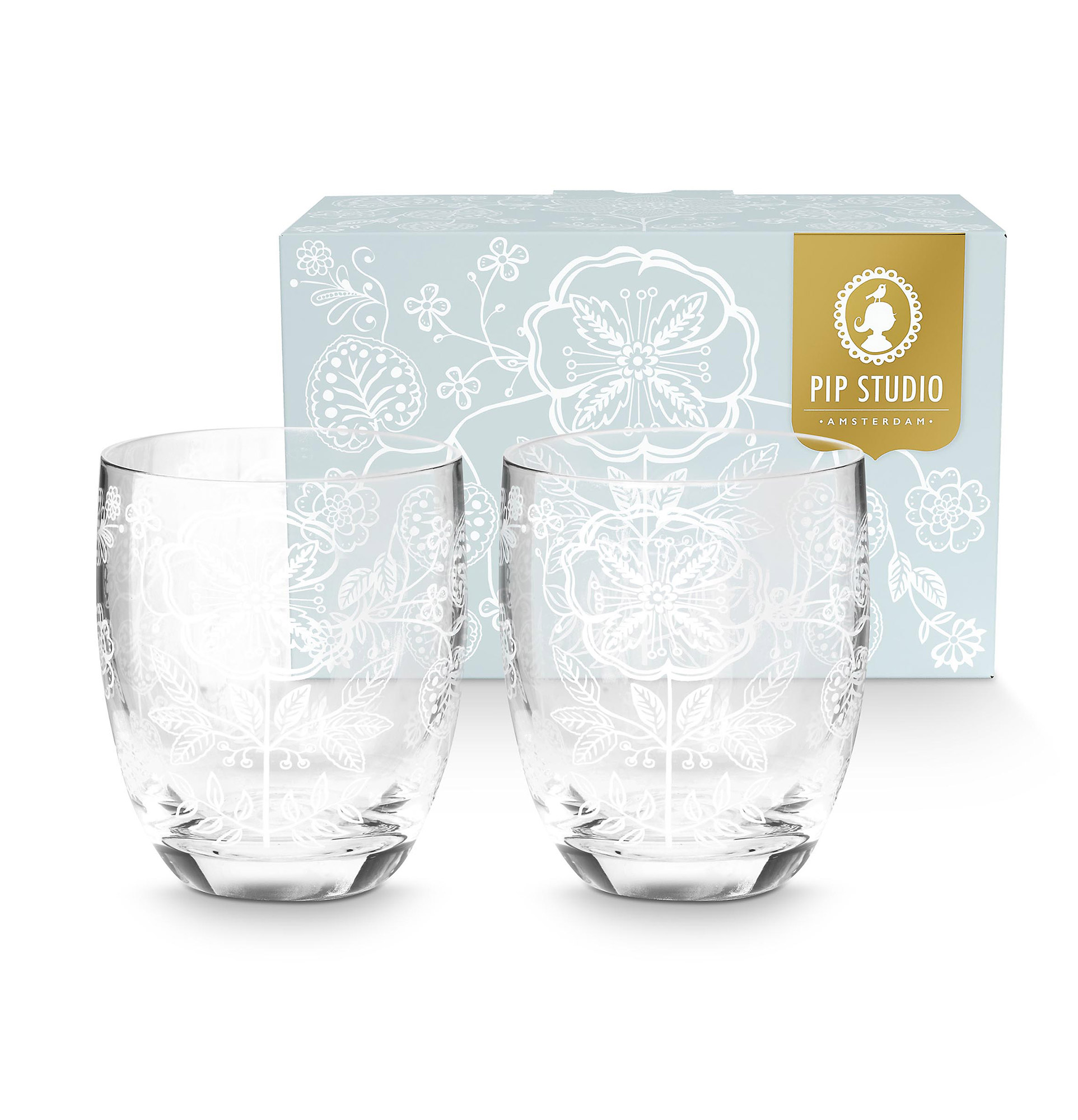 Pip Studio 2er Set Wasserglas  | weiss