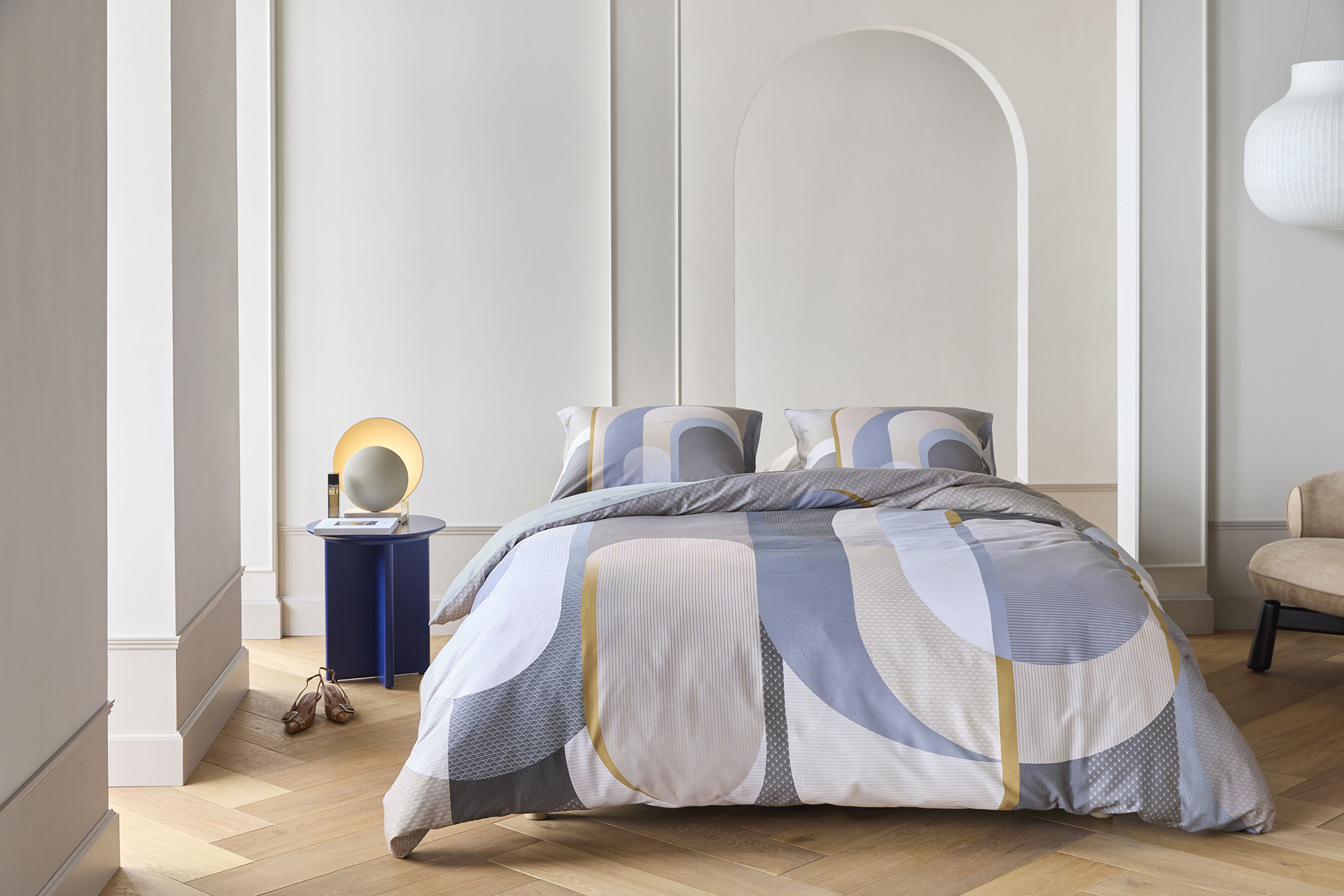 Beddinghouse Satin-Bettwäsche Archi | blau-grau