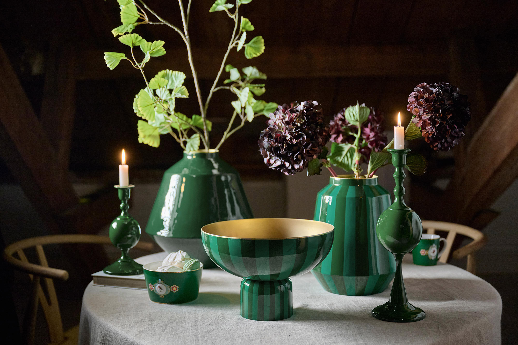 Pip Studio Metall Vase Lovebirds | dunkelgrün