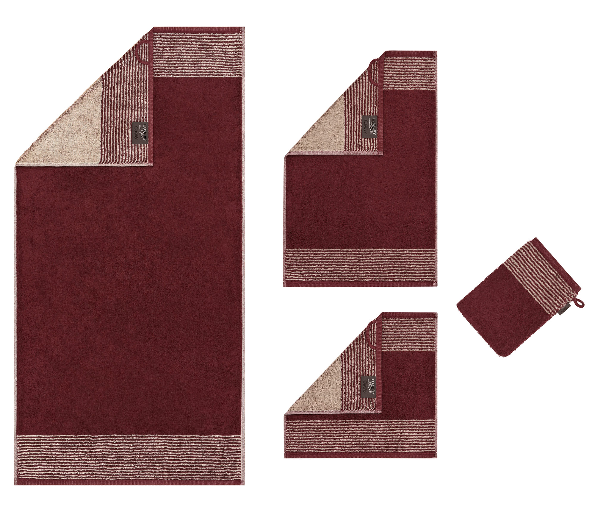 Cawö Handtuch Luxury Home Two-Tone 590 | 23 bordeaux