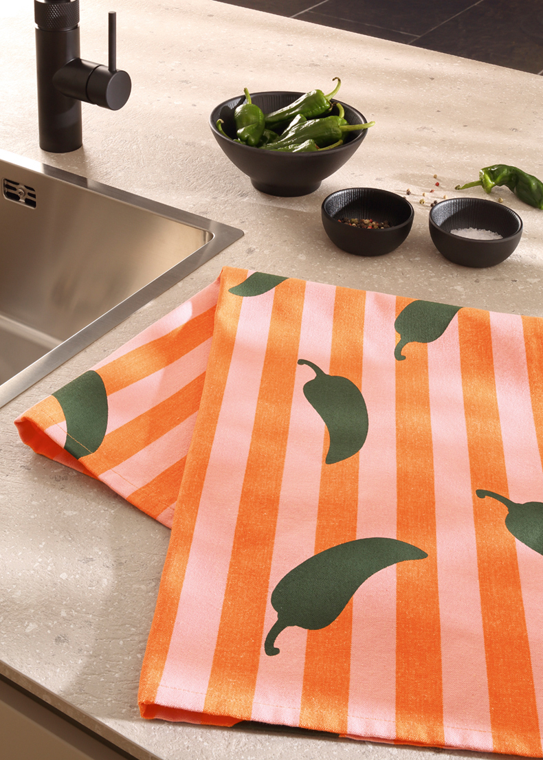 Cawö Geschirrtuch Prints & Stripes 545 | 23 rosa/orange