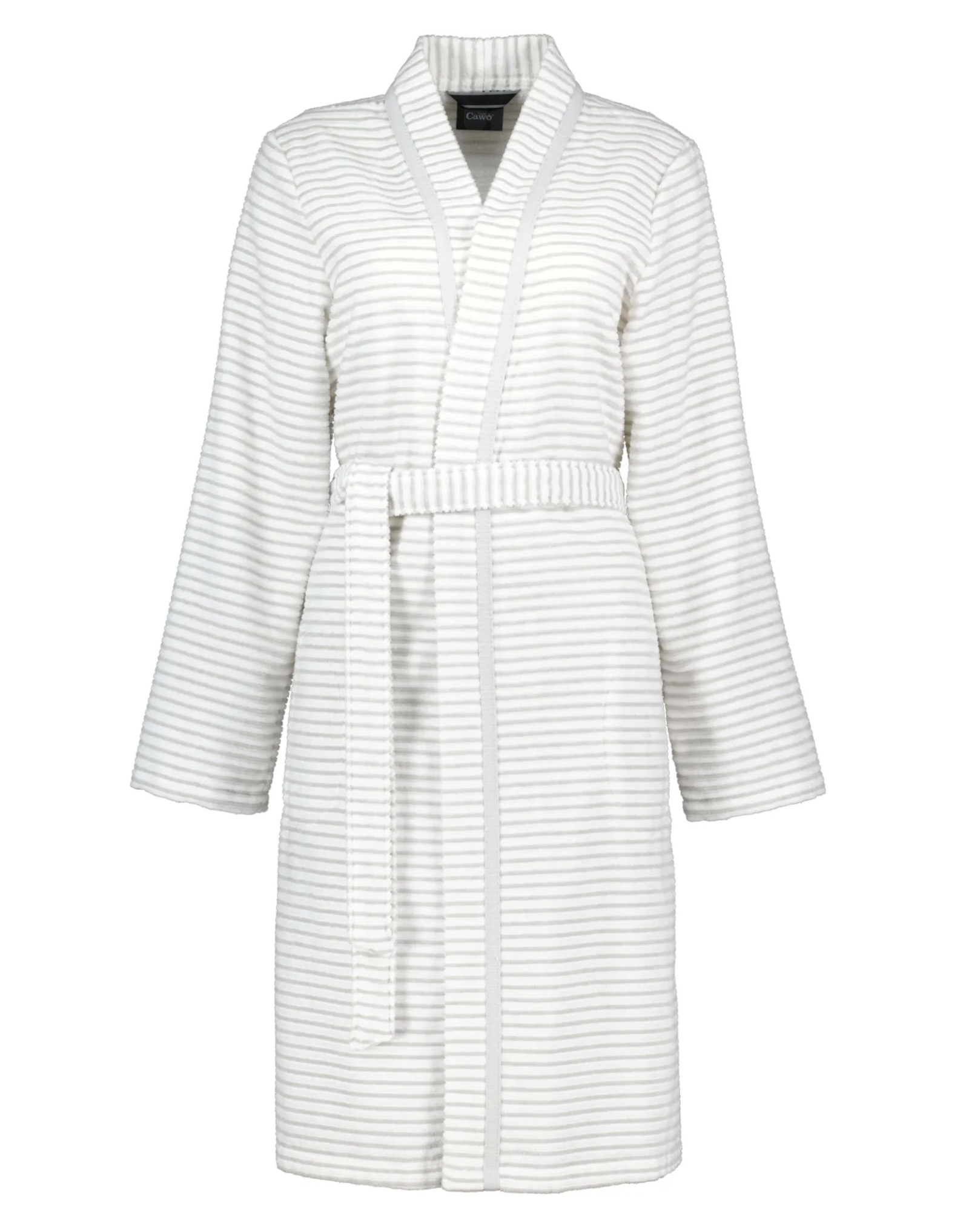 Cawö Damen Kimono-Bademantel 1214 | 76 weiß-silber