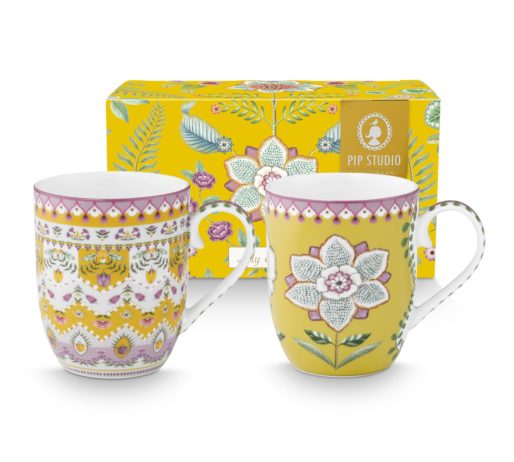 Pip Studio 2 Tassen klein Lily & Lotus | Yellow