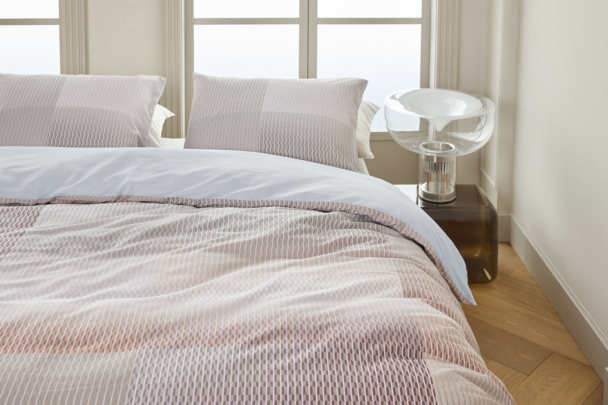 Beddinghouse Satin-Bettwäsche Digital Weave | grau-grün