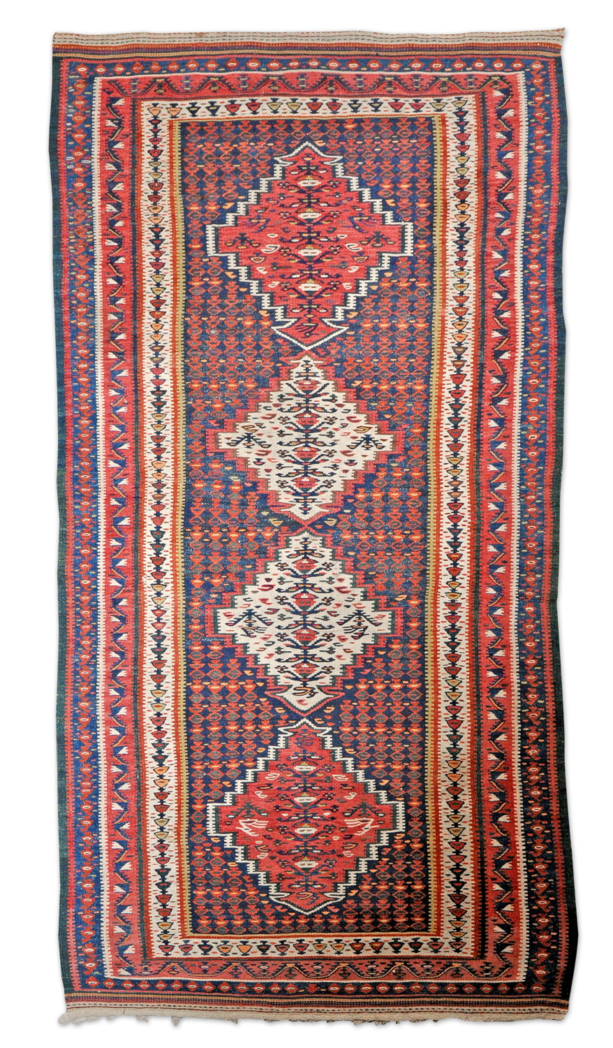Senneh Kelim Perserteppich antik | dunkelrot 114 x 260 cm