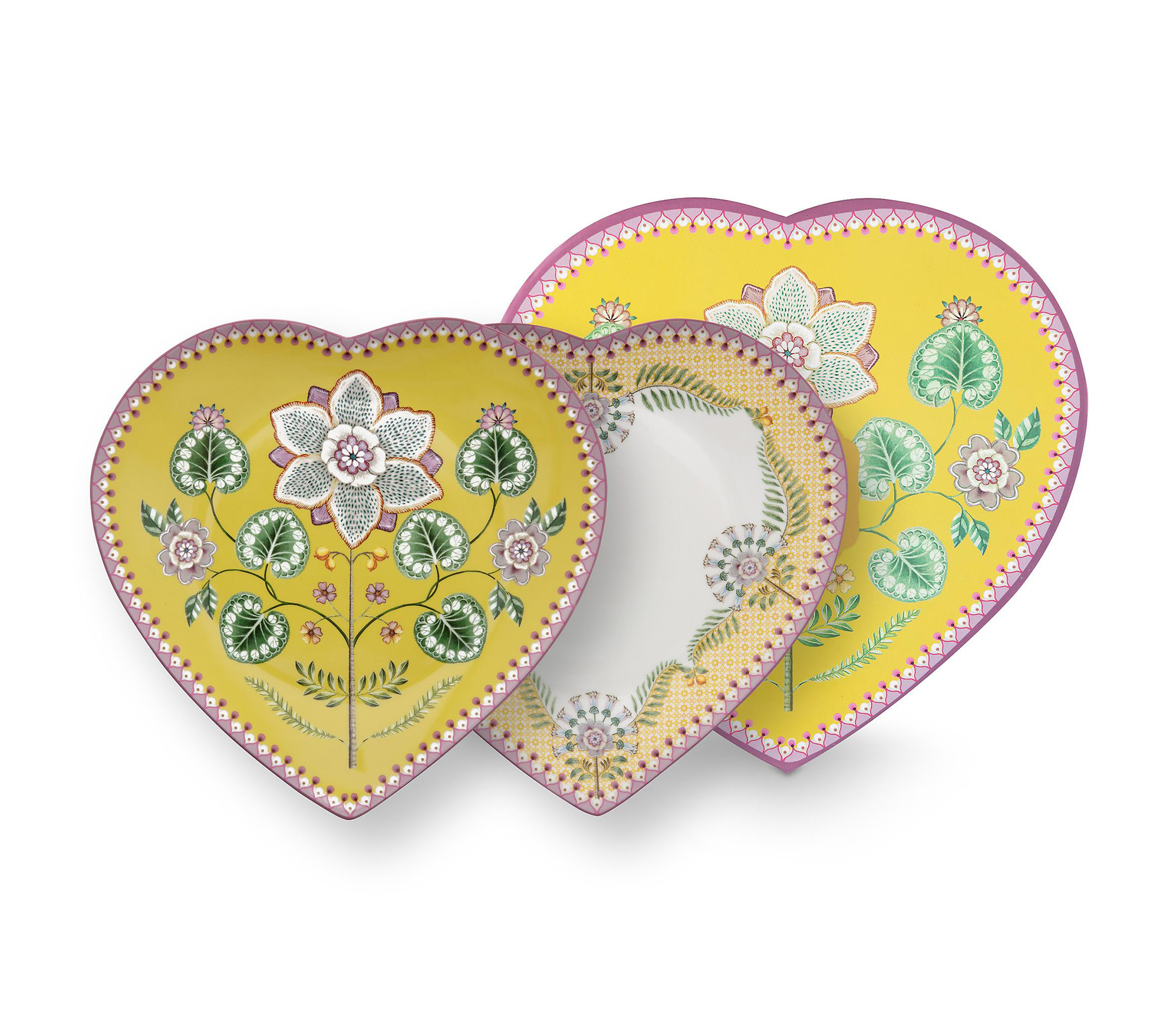 Pip Studio 2 herzförmige Teller Lily & Lotus | Yellow