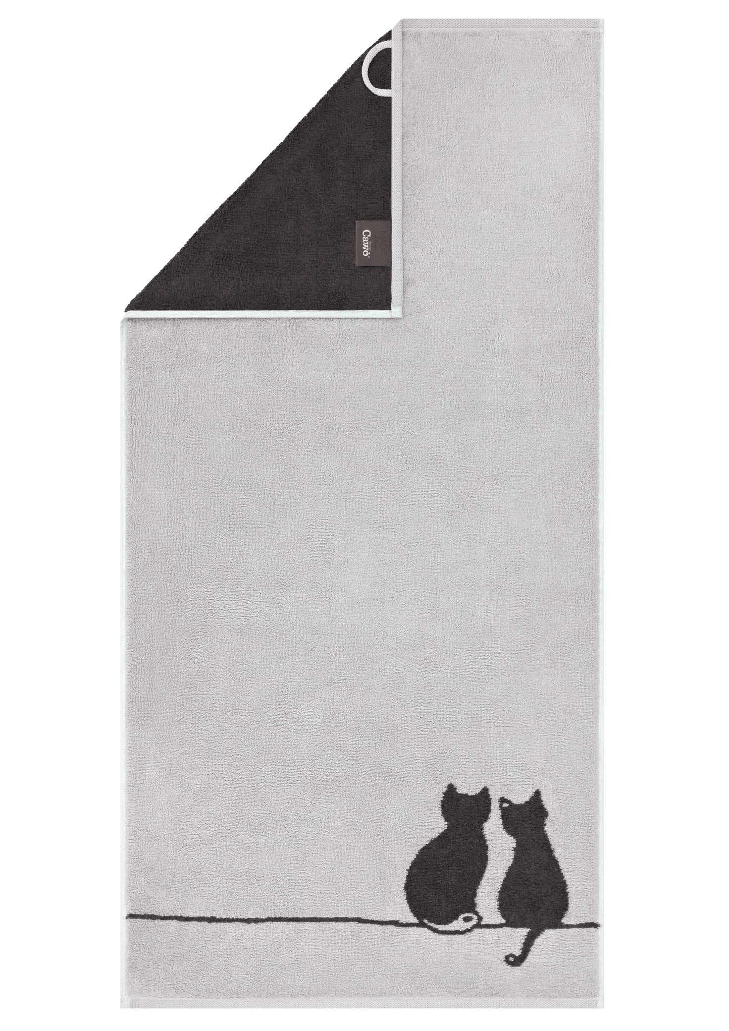 Cawö Handtuch Cute Cats | 70 platin/basalt
