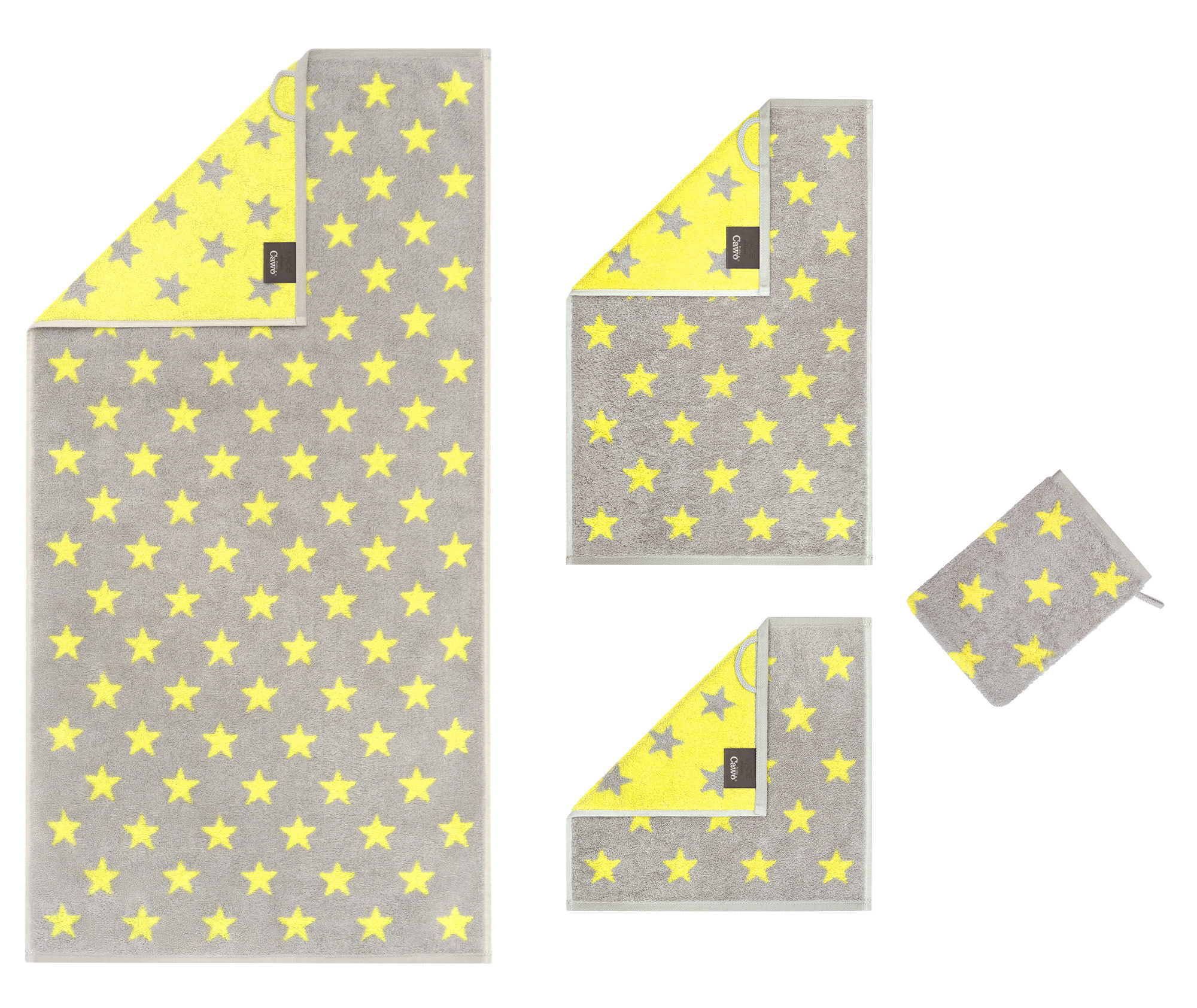 Cawö Handtuch New Stars 6261 | 75 platin/lime