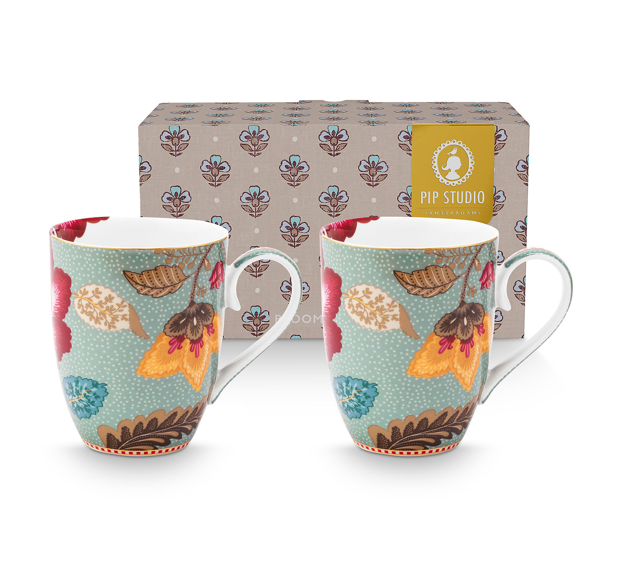 Pip Studio 2er Set Tassen gross Blooming Tales | Blue
