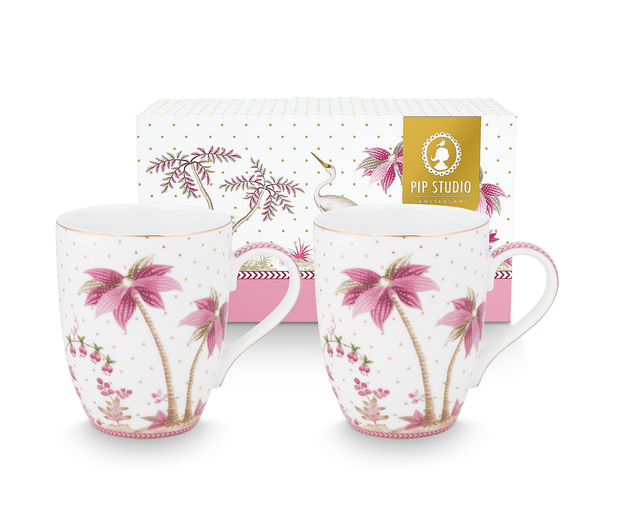 Pip Studio 2er Set Tassen gross Jolie | gold pink