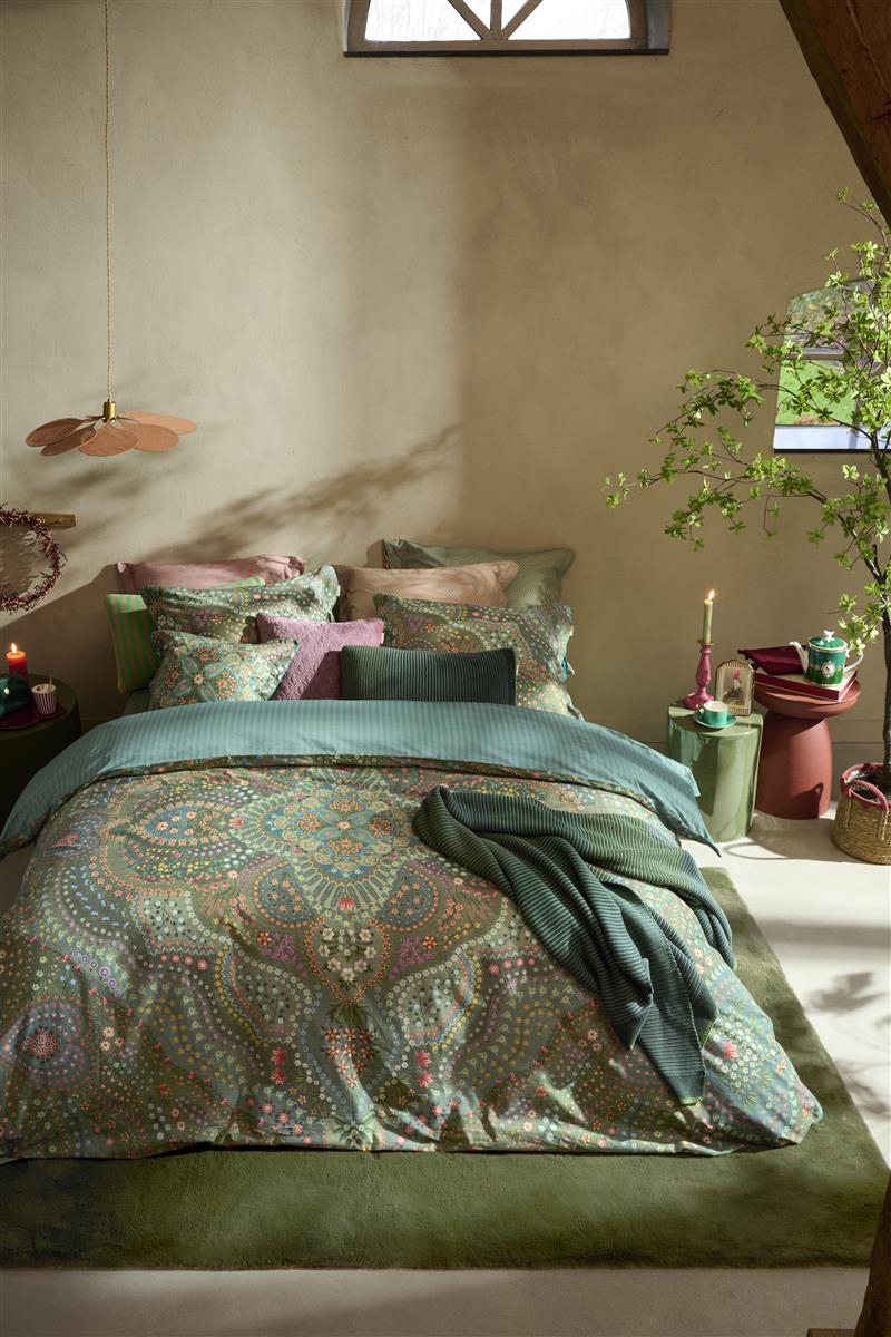 Pip Studio Perkalbettwäsche Alfombra | Grün