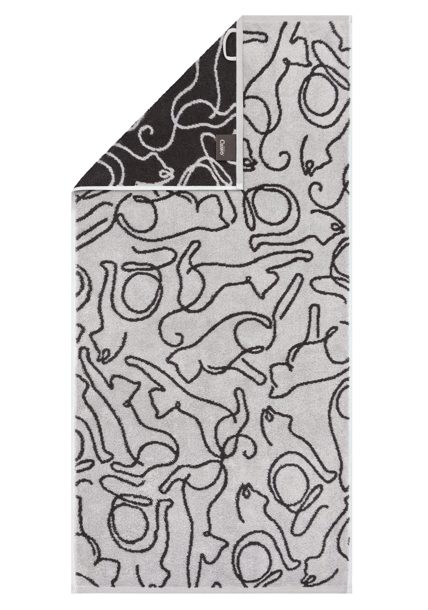 Cawö Handtuch Cute Cats | 70 platin/basalt