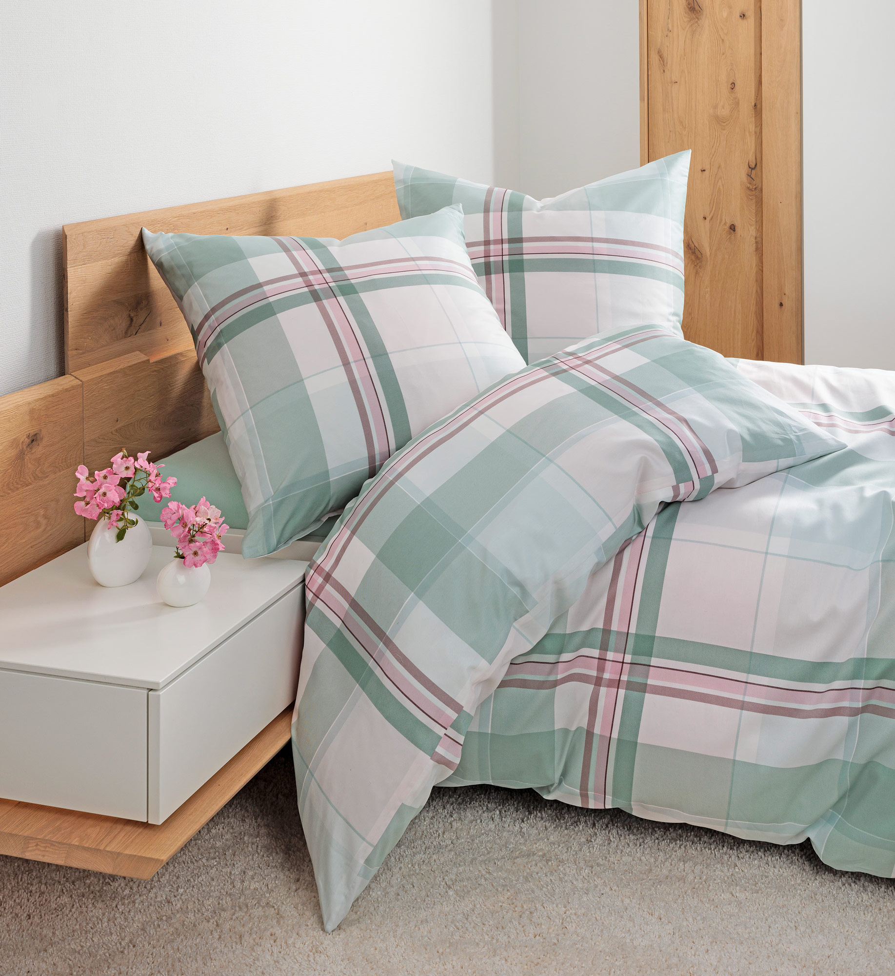 Janine Mako Satin Bettwäsche Moments | 06 grün rosa