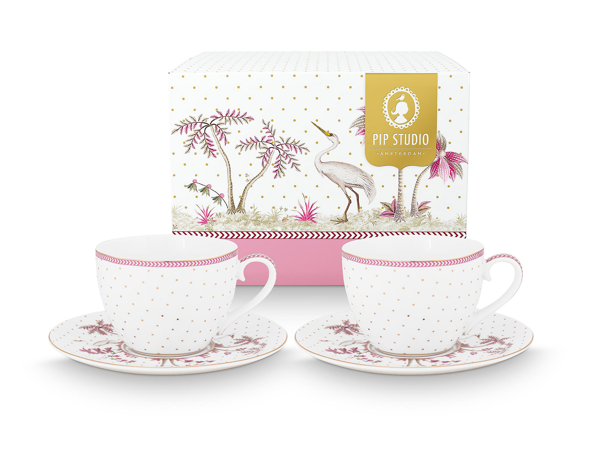 Pip Studio 2er Set Tasse & Untertasse Jolie | gold pink