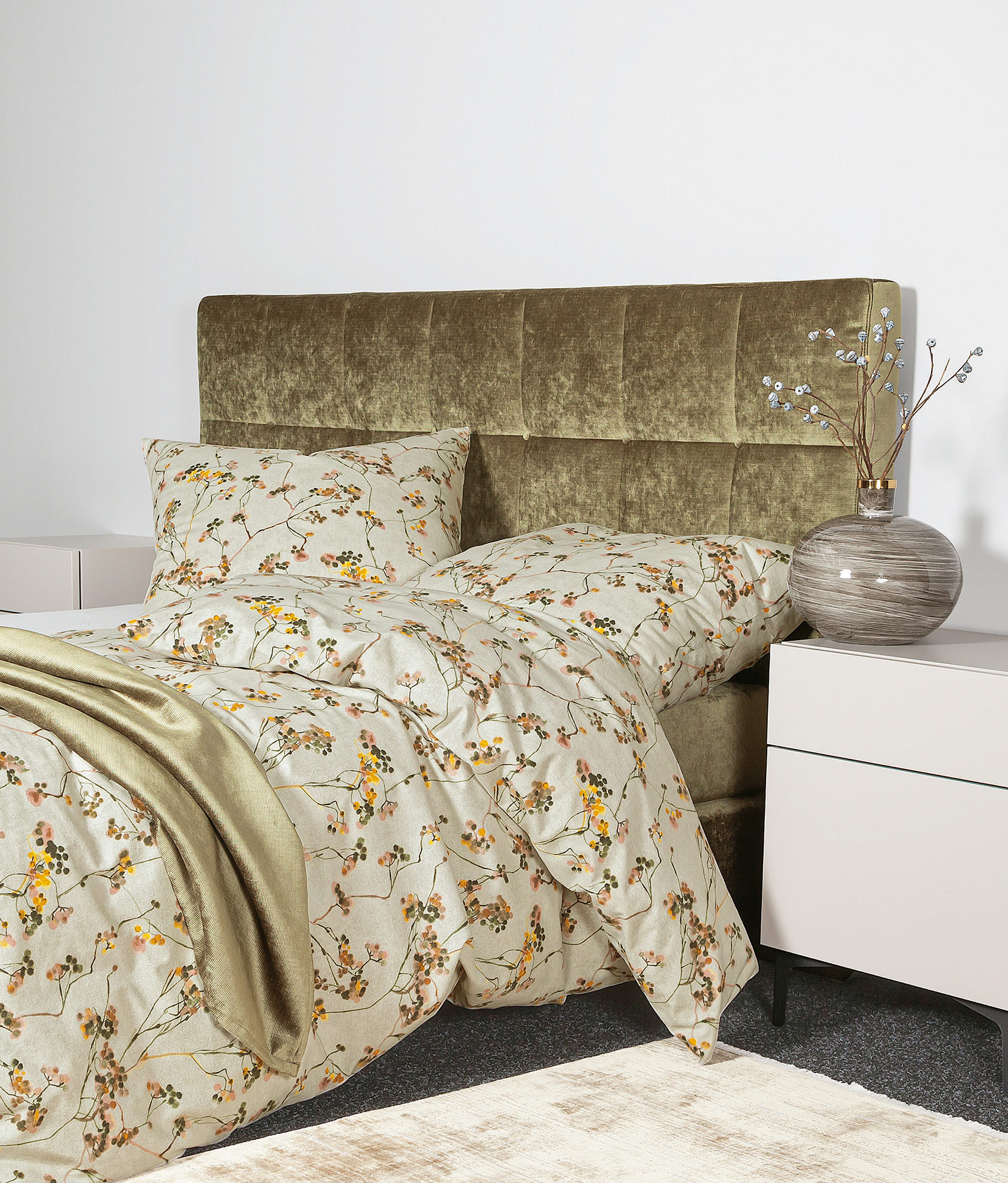 Janine Feinbiber-Bettwäsche DAVOS | 03 gelbgold olivgrün