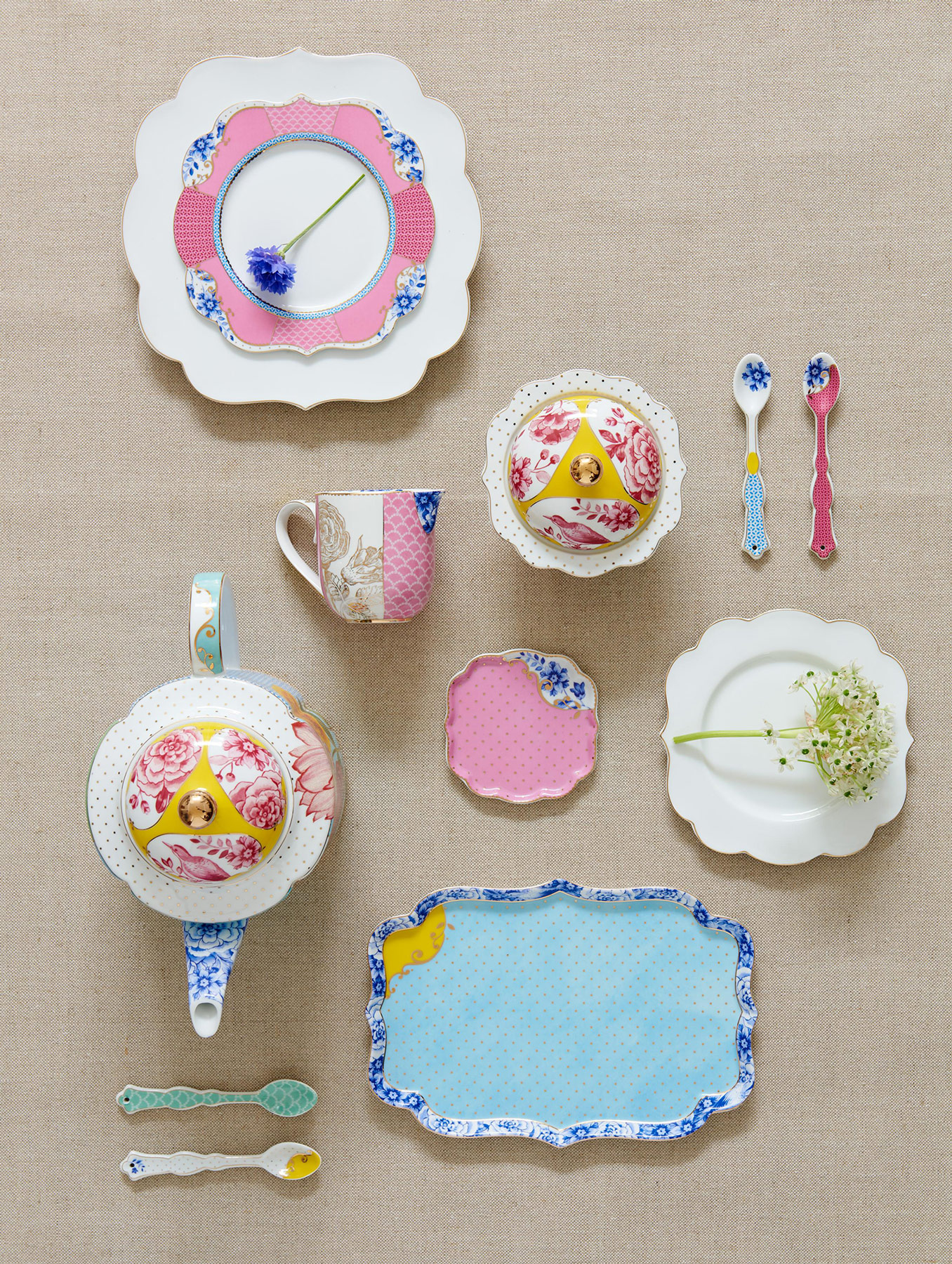 Pip Studio 2er Set Teetasse & Untertasse Royal | Flowers