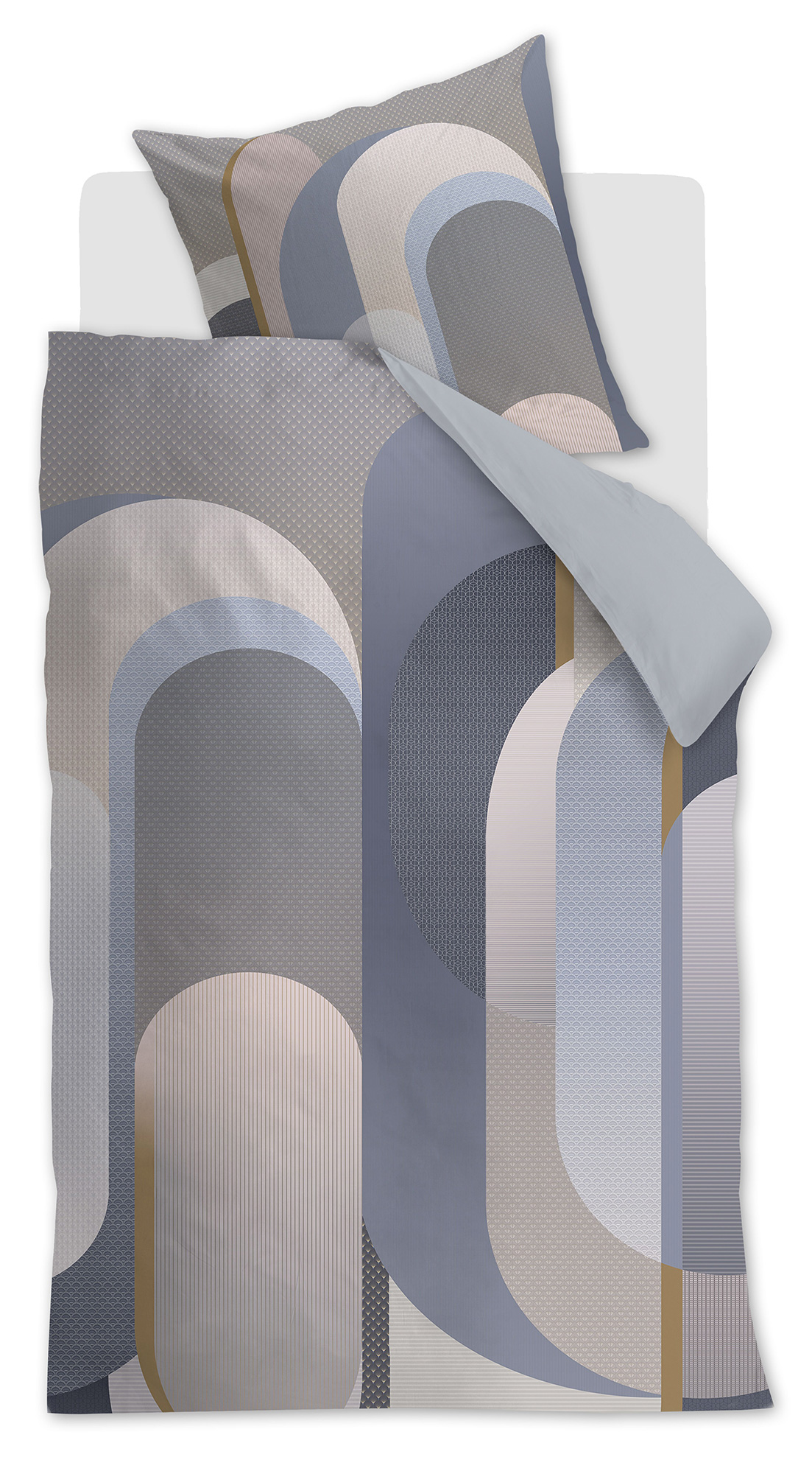 Beddinghouse Satin-Bettwäsche Archi | blau-grau