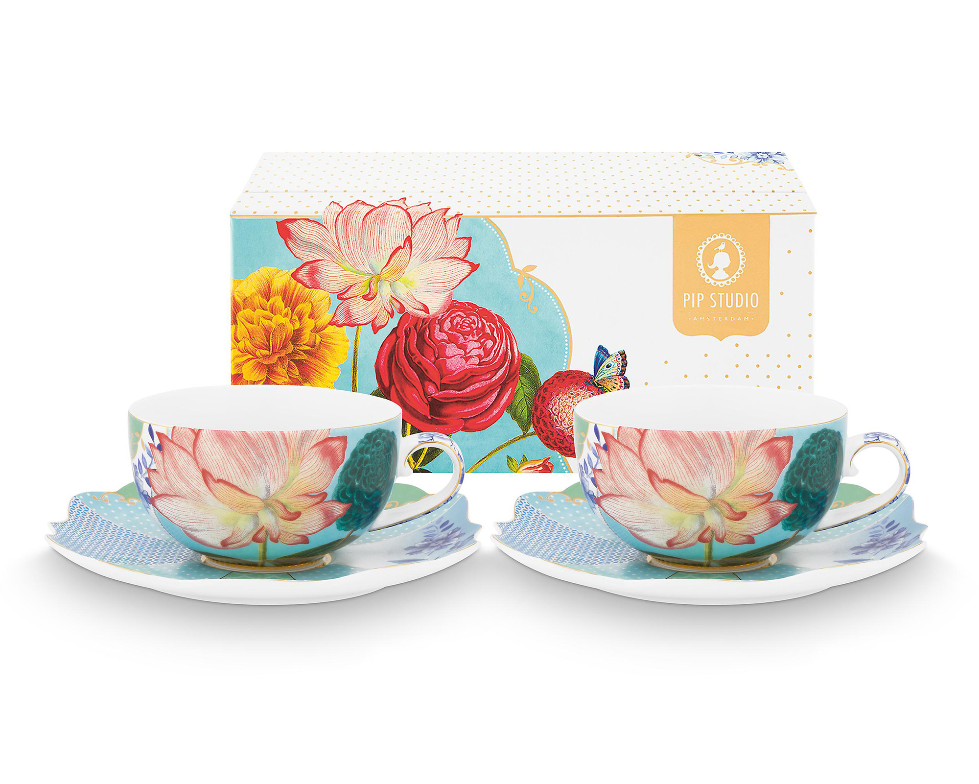 Pip Studio 2er Set Teetasse & Untertasse Royal | Flowers