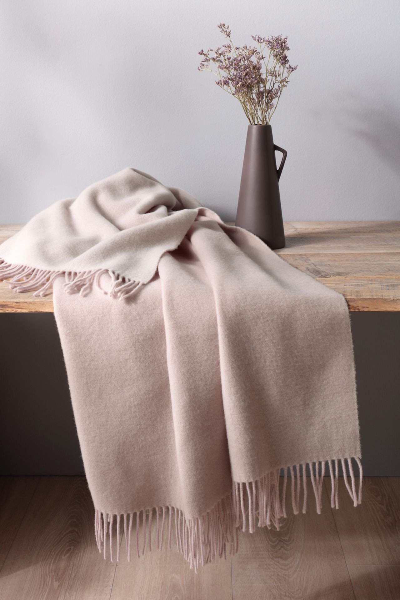 Biederlack Plaid / Decke rosé-ecru