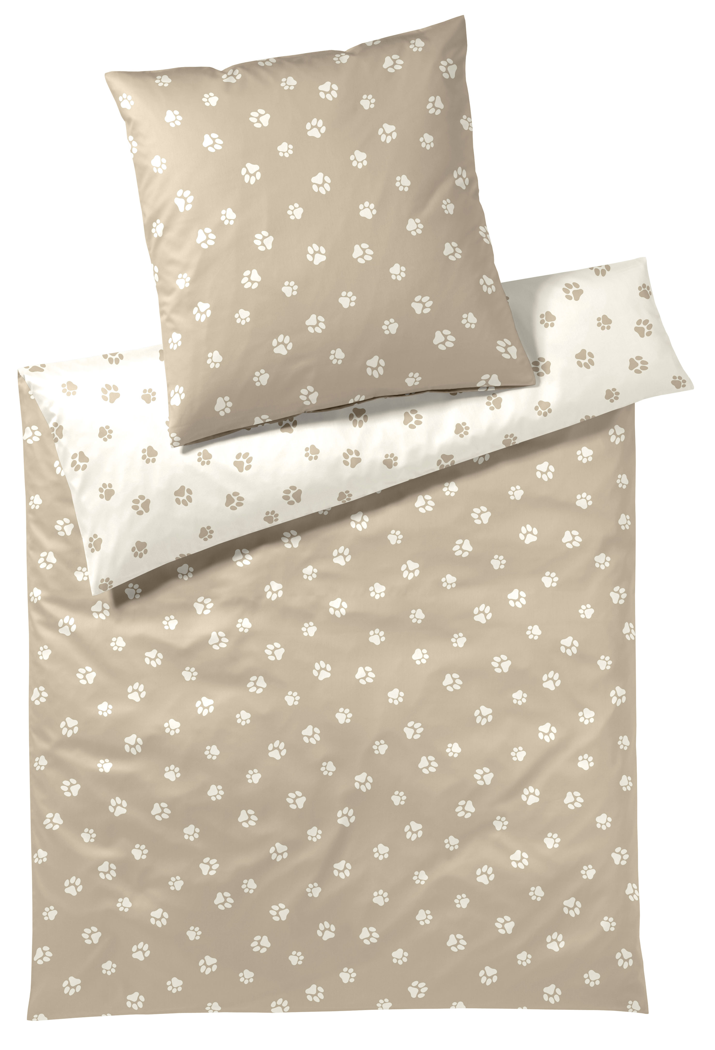 Elegante Mako-Satin-Bettwäsche Paws | 7 Natur-Beige