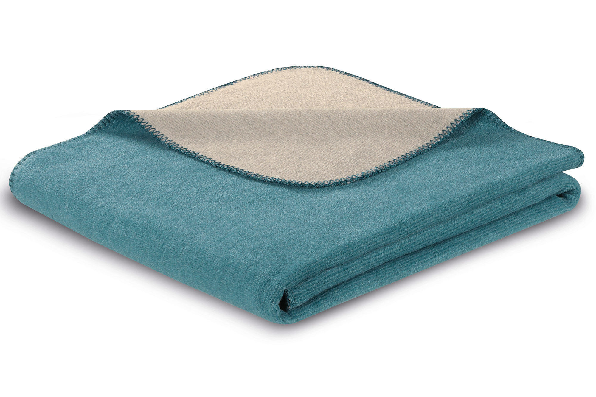 Biederlack Plaid / Decke Melange Doubleface | teal-stone