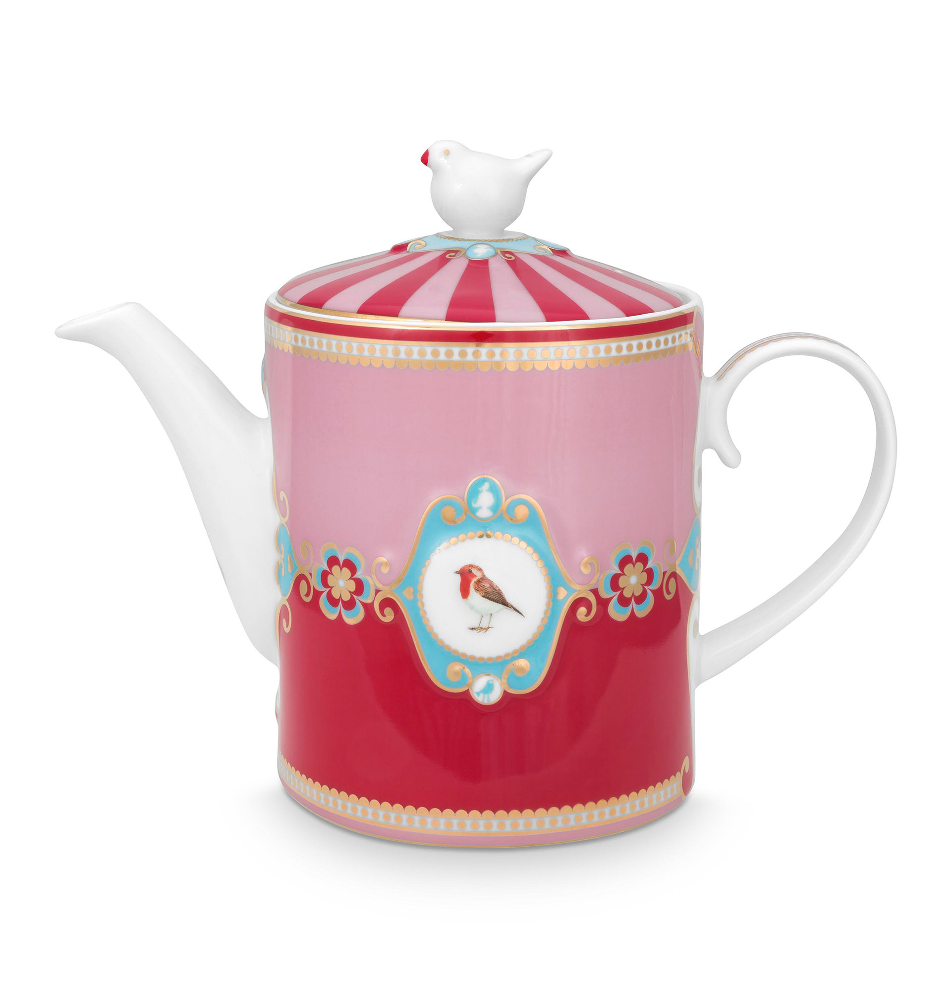 Pip Studio Teekanne gross Love Birds | rot-pink