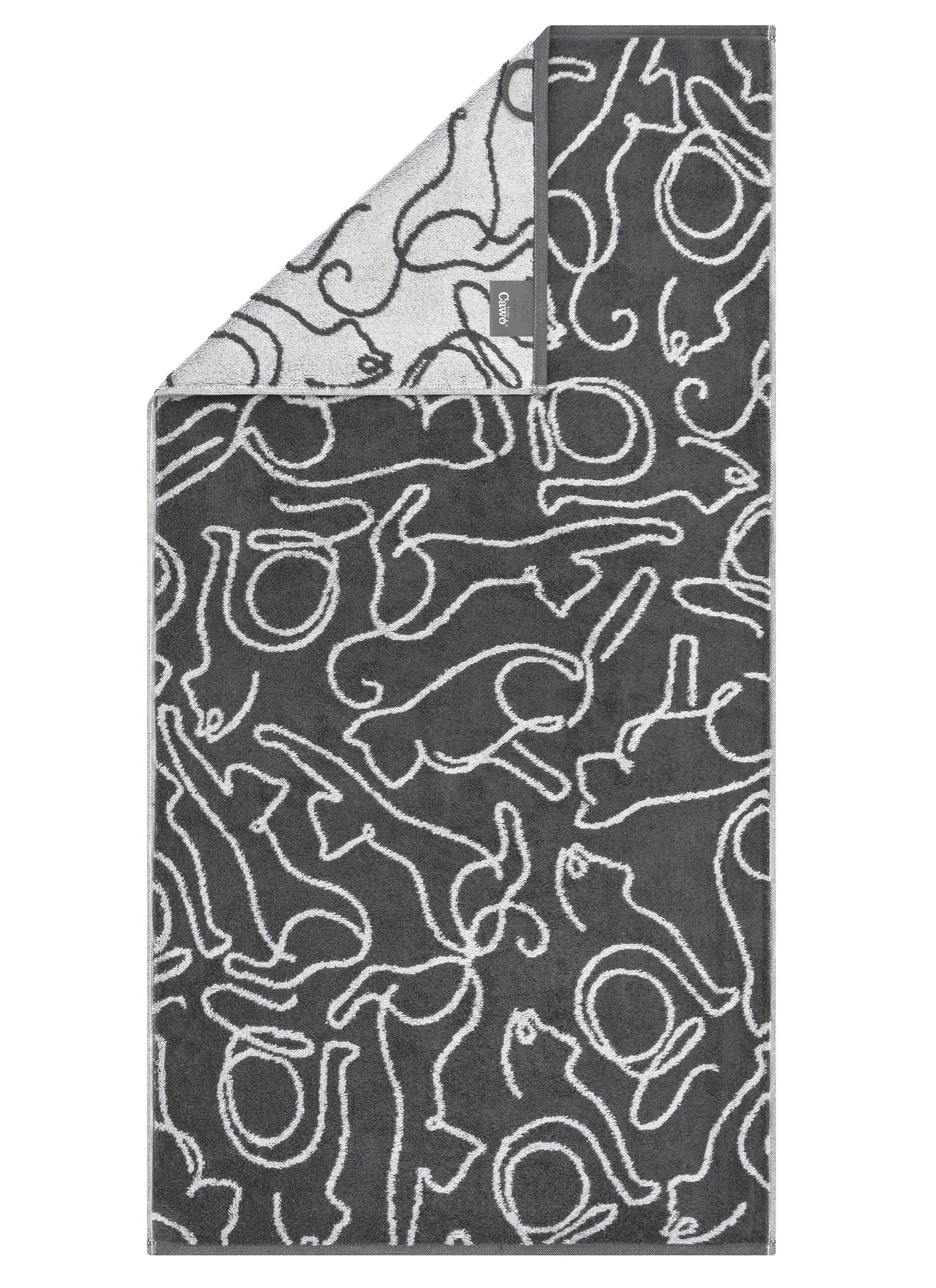 Cawö Handtuch Cute Cats | 77 basalt/platin