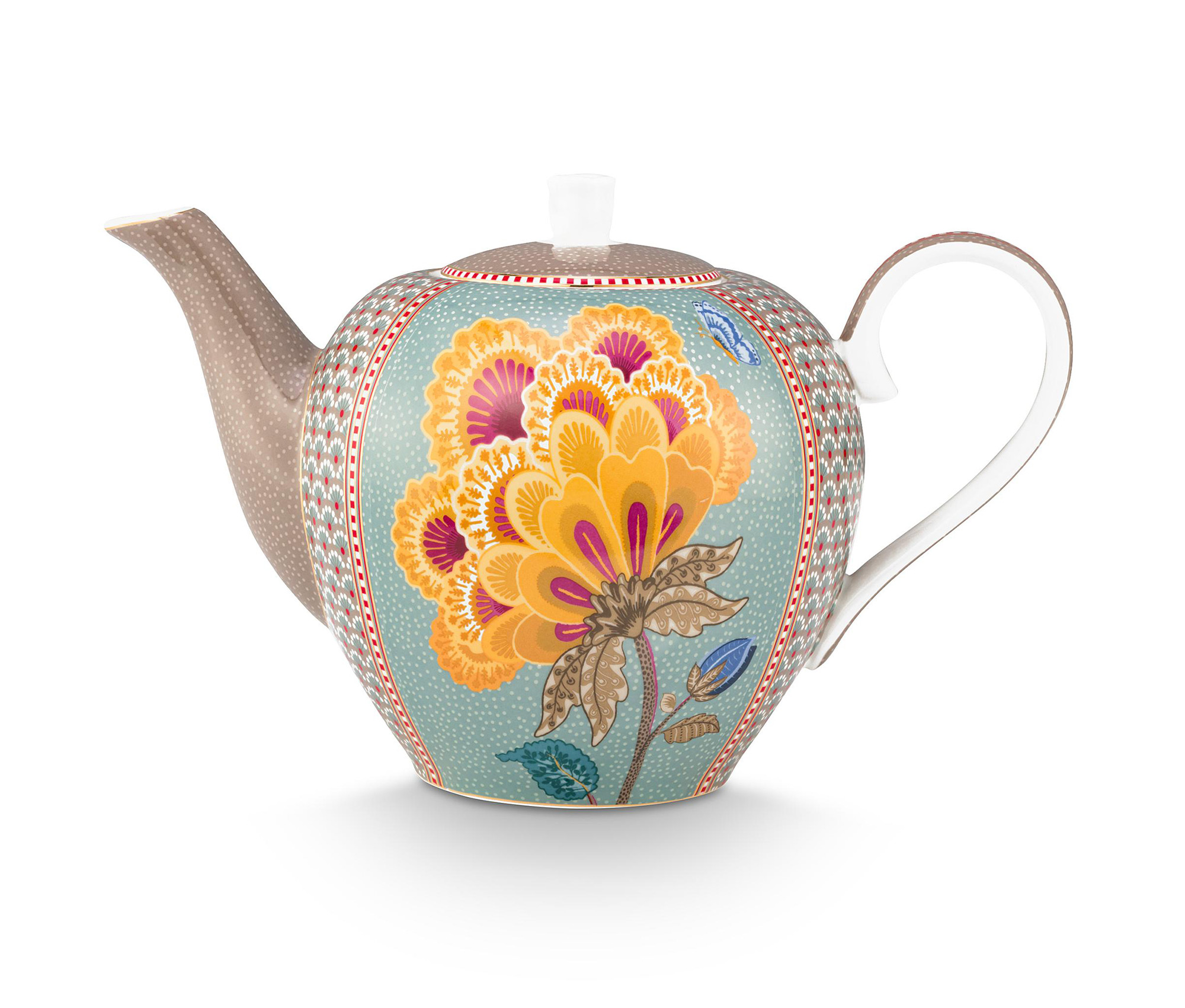 Pip Studio Teekanne gross Blooming Tales | Khaki-Blue