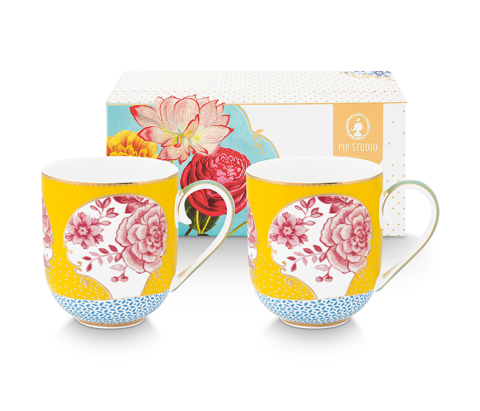 Pip Studio 4er Set Tasse gross Royal | Yellow