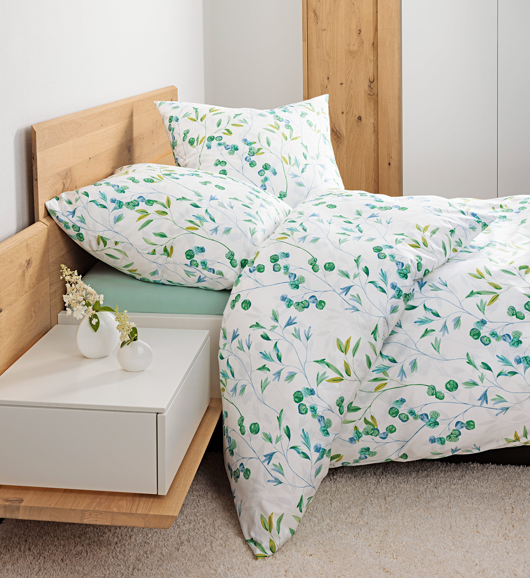 Janine Mako Satin Bettwäsche Moments | 06 grün türkis