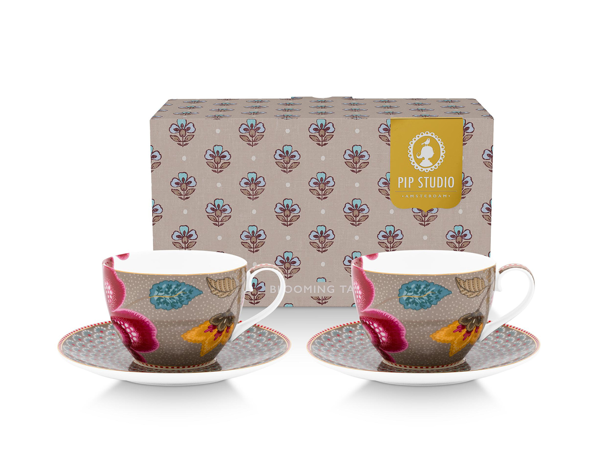 Pip Studio 3er Set Tasse & Untertasse Blooming Tales | Fanta